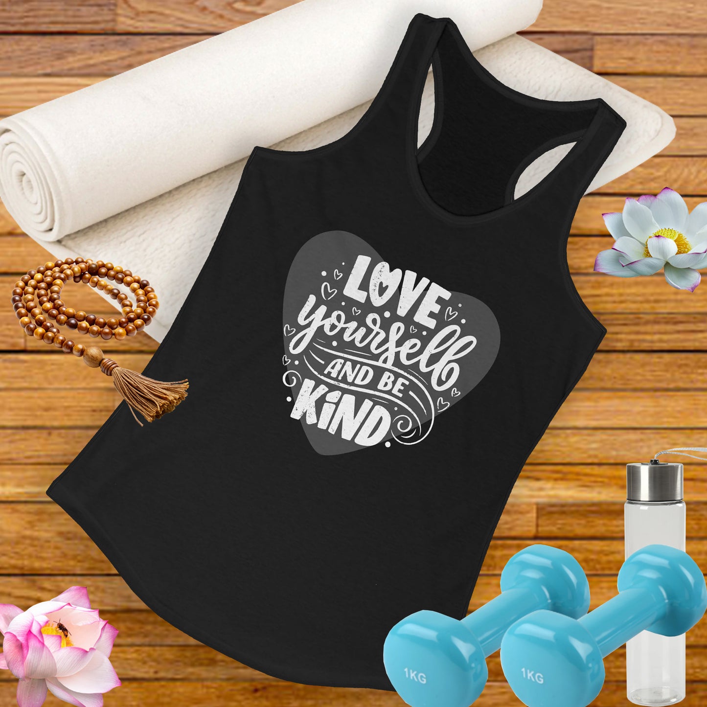 "Love Yourself & Be Kind" - Heart Affirmation Racerback Tank