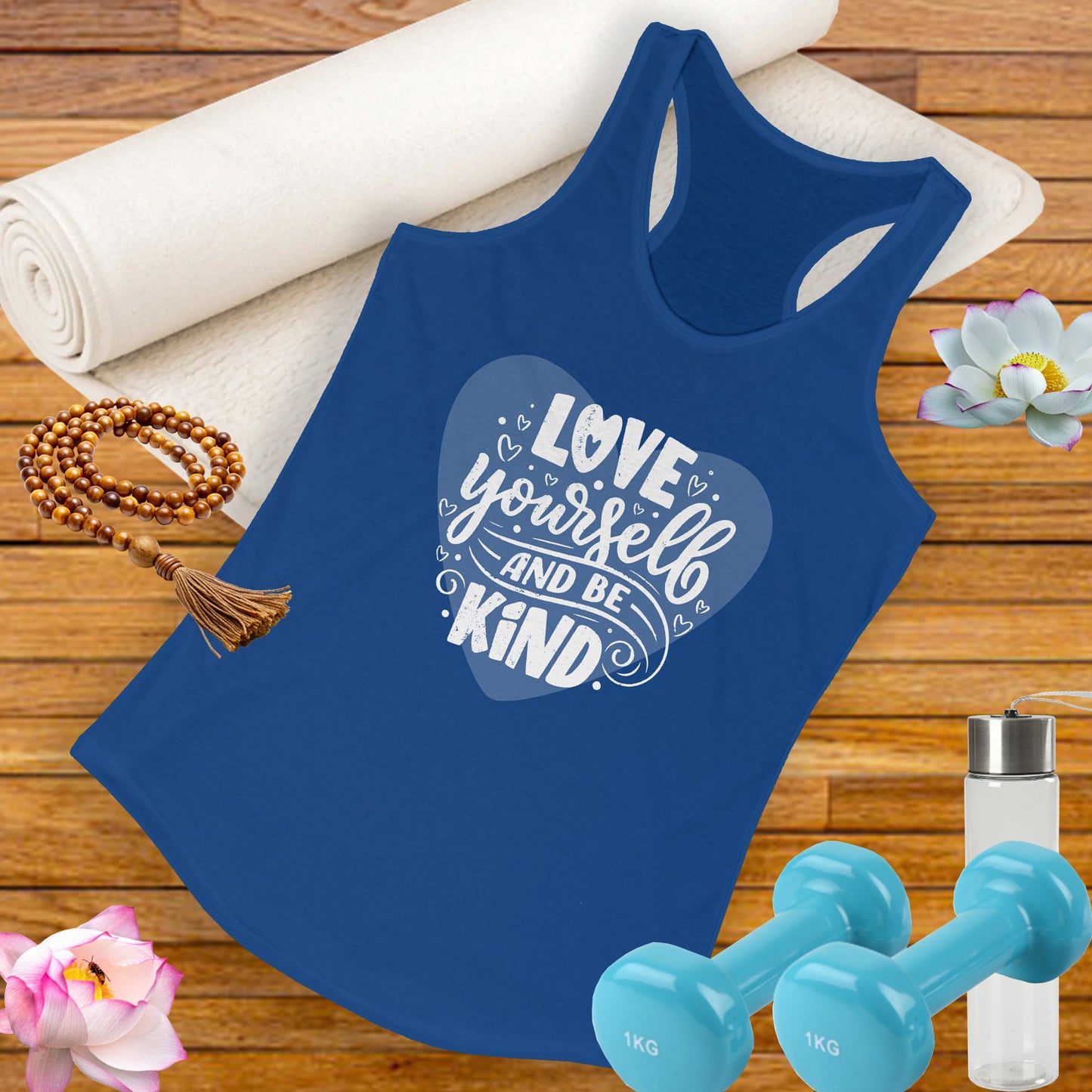 "Love Yourself & Be Kind" - Heart Affirmation Racerback Tank