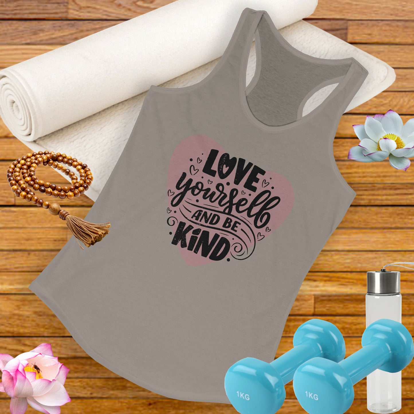 "Love Yourself & Be Kind" - Heart Affirmation Racerback Tank
