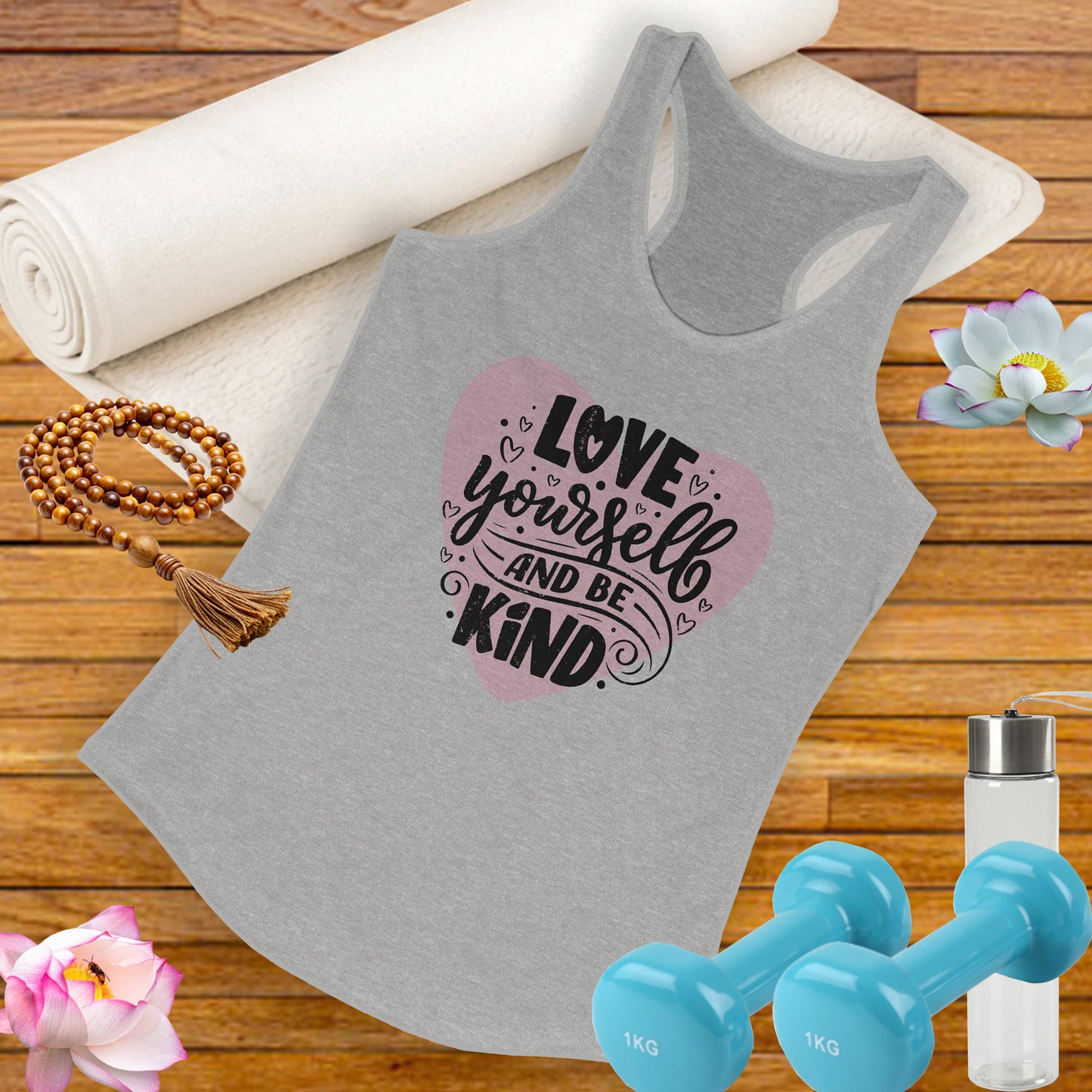 "Love Yourself & Be Kind" - Heart Affirmation Racerback Tank