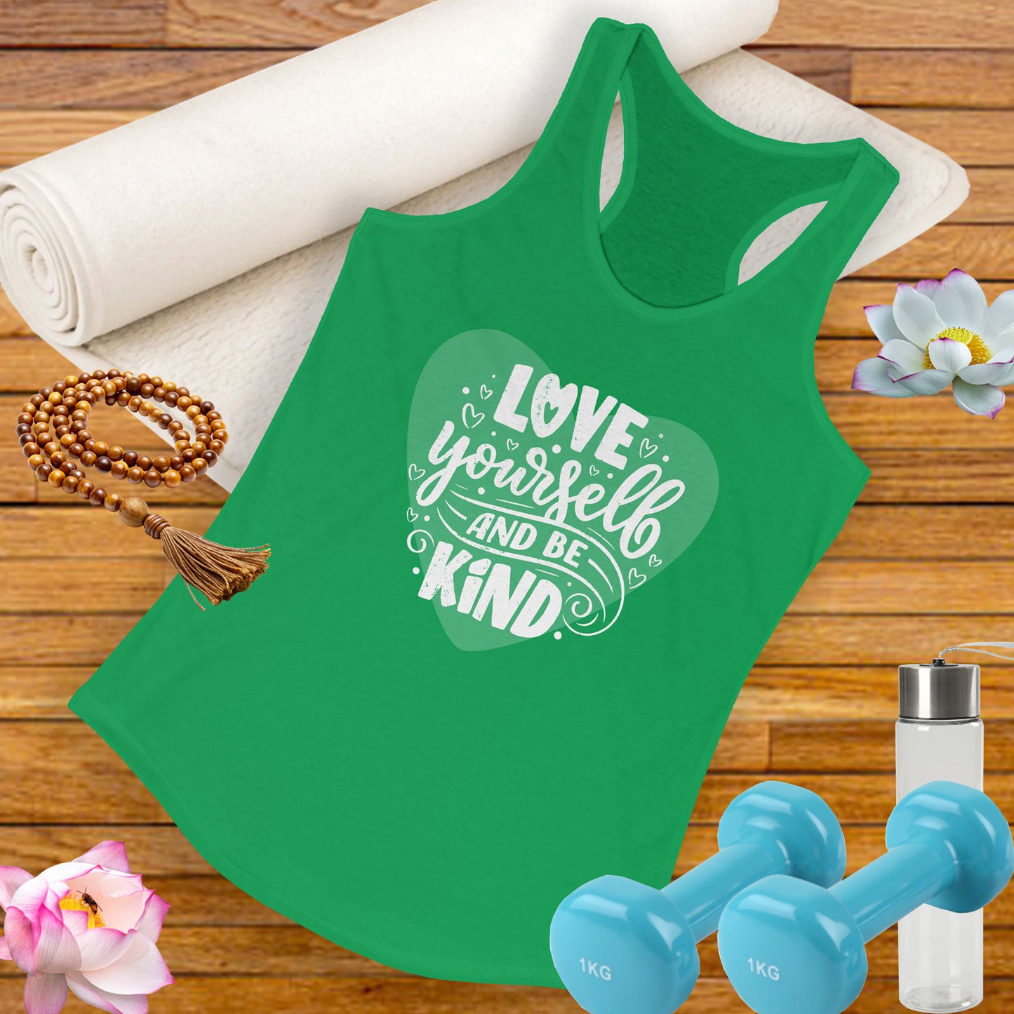 "Love Yourself & Be Kind" - Heart Affirmation Racerback Tank