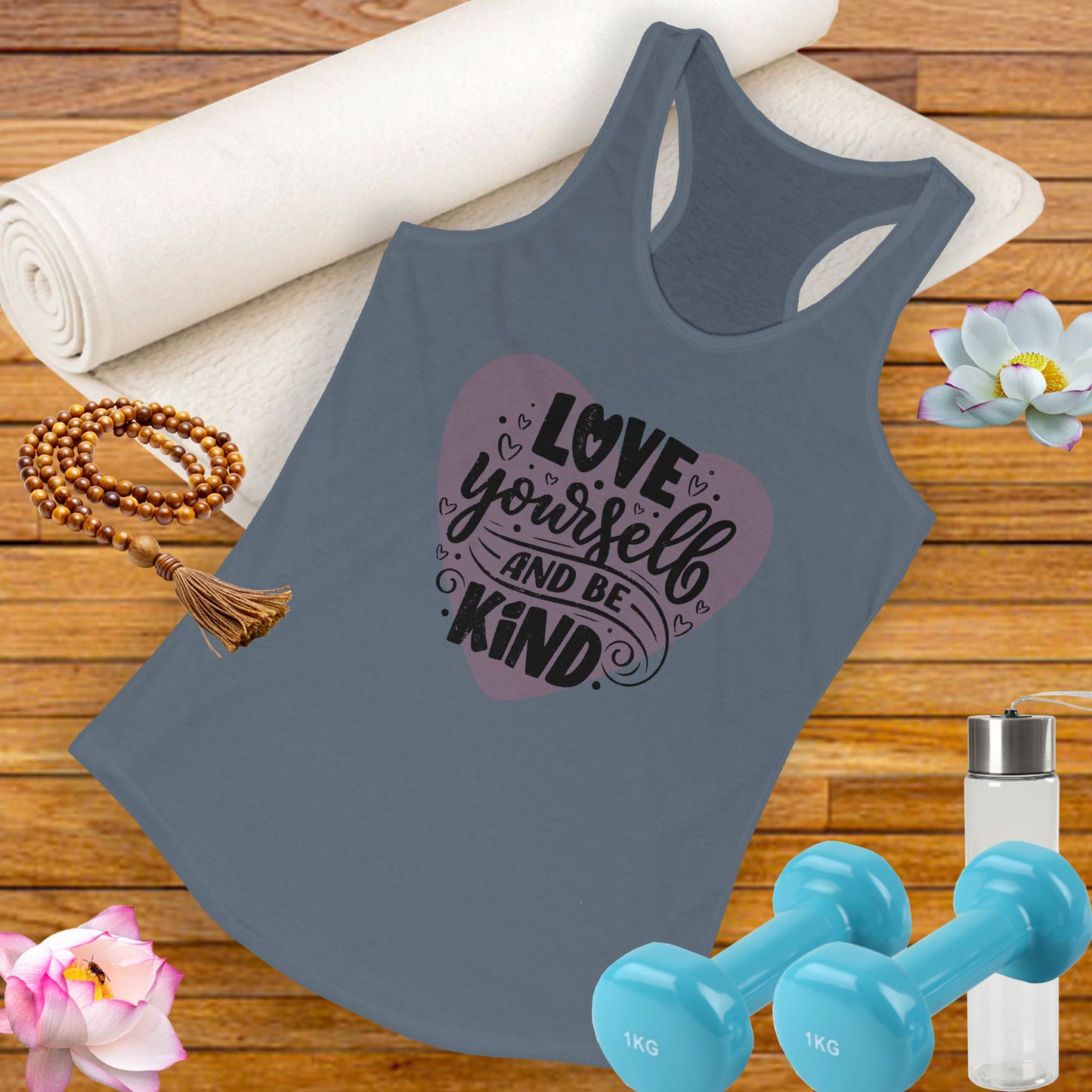 "Love Yourself & Be Kind" - Heart Affirmation Racerback Tank