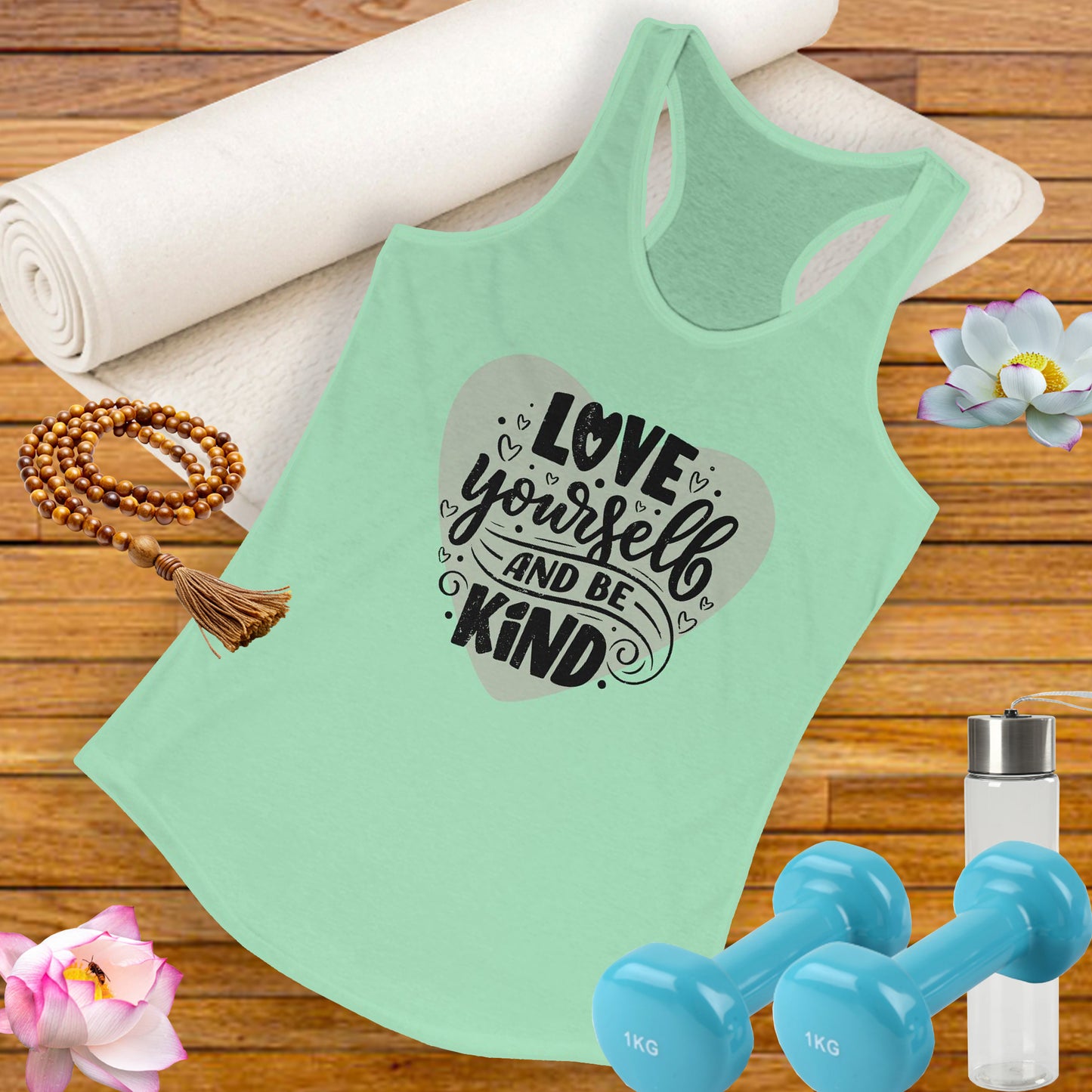 "Love Yourself & Be Kind" - Heart Affirmation Racerback Tank