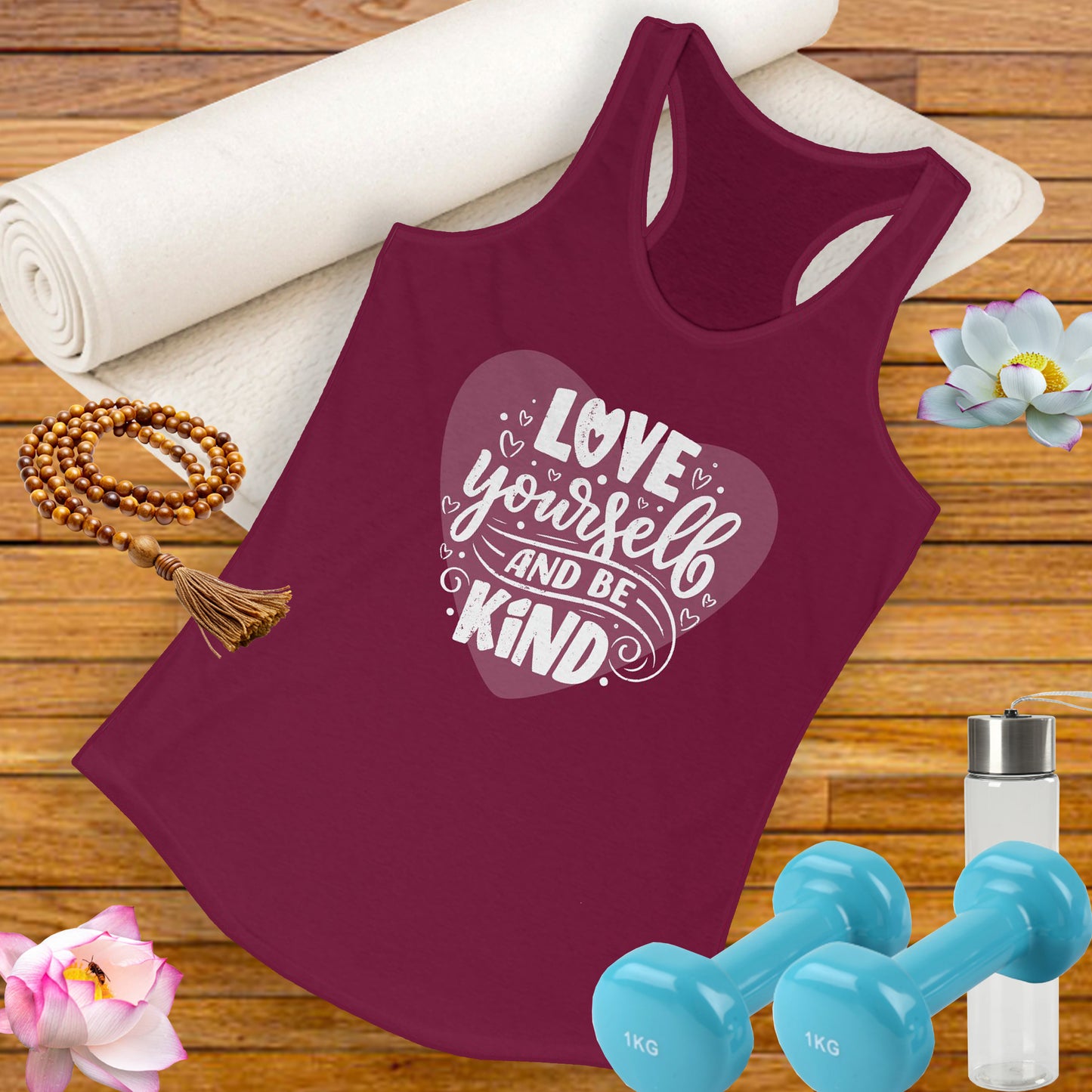 "Love Yourself & Be Kind" - Heart Affirmation Racerback Tank