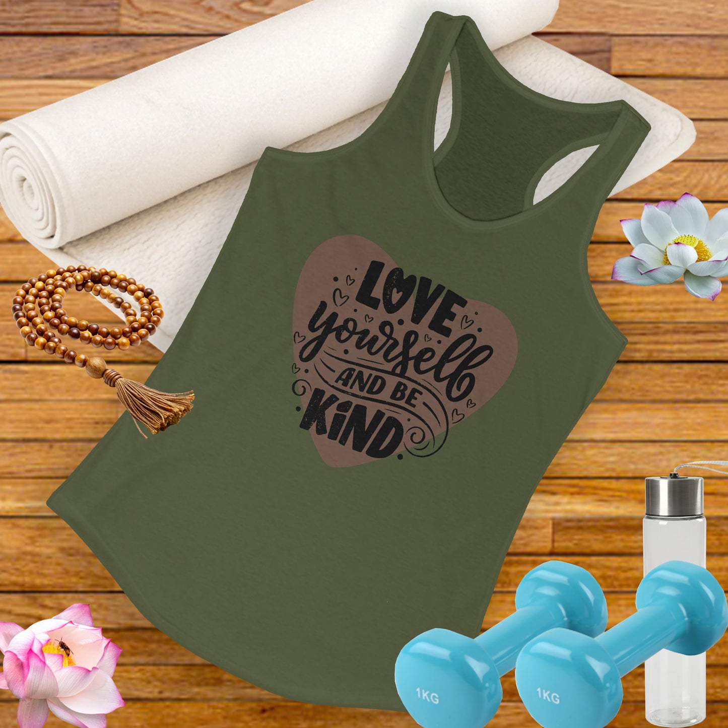 "Love Yourself & Be Kind" - Heart Affirmation Racerback Tank
