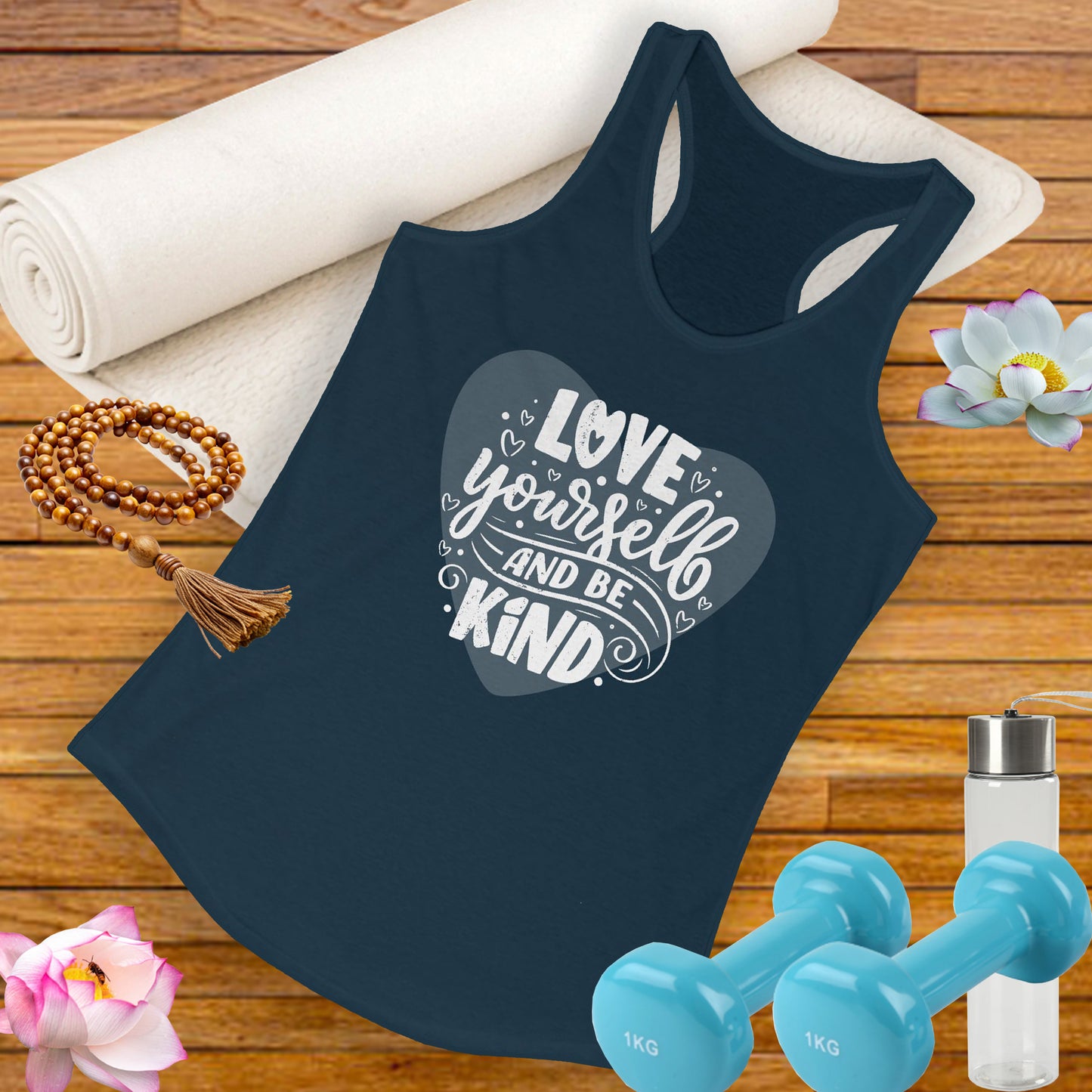 "Love Yourself & Be Kind" - Heart Affirmation Racerback Tank