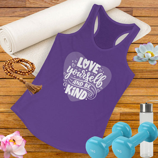 "Love Yourself & Be Kind" - Heart Affirmation Racerback Tank