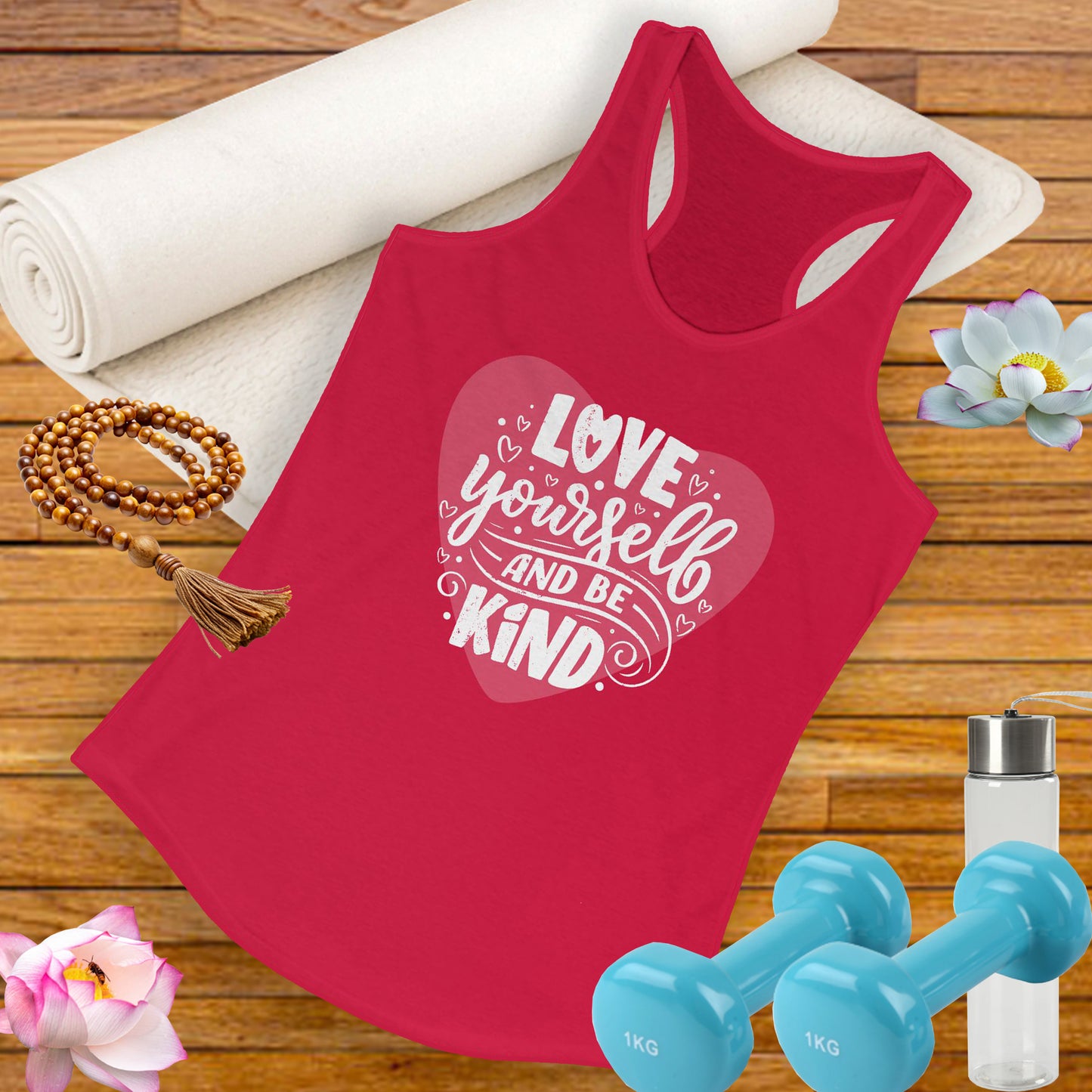 "Love Yourself & Be Kind" - Heart Affirmation Racerback Tank