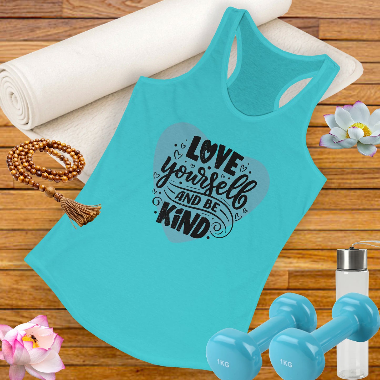 "Love Yourself & Be Kind" - Heart Affirmation Racerback Tank
