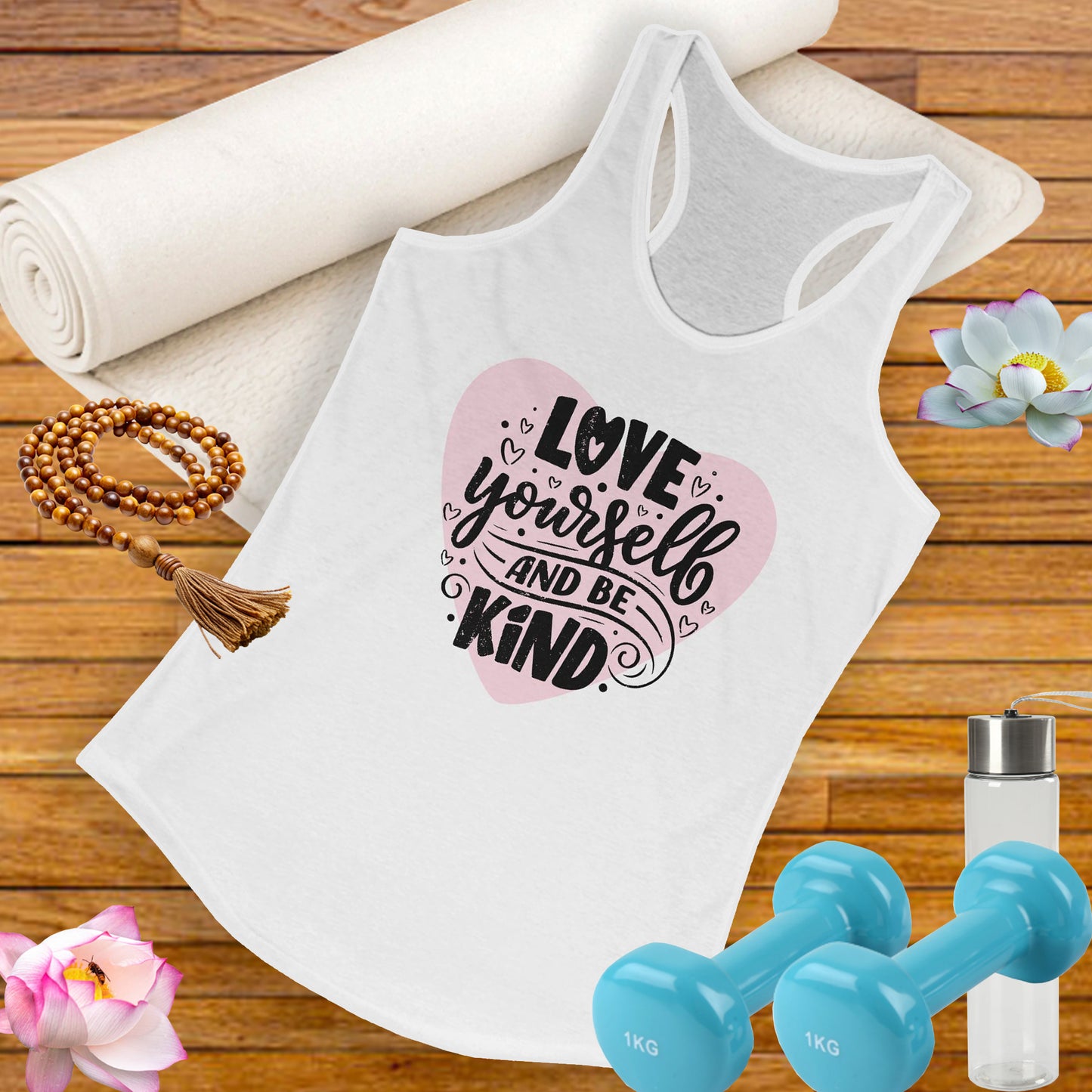 "Love Yourself & Be Kind" - Heart Affirmation Racerback Tank
