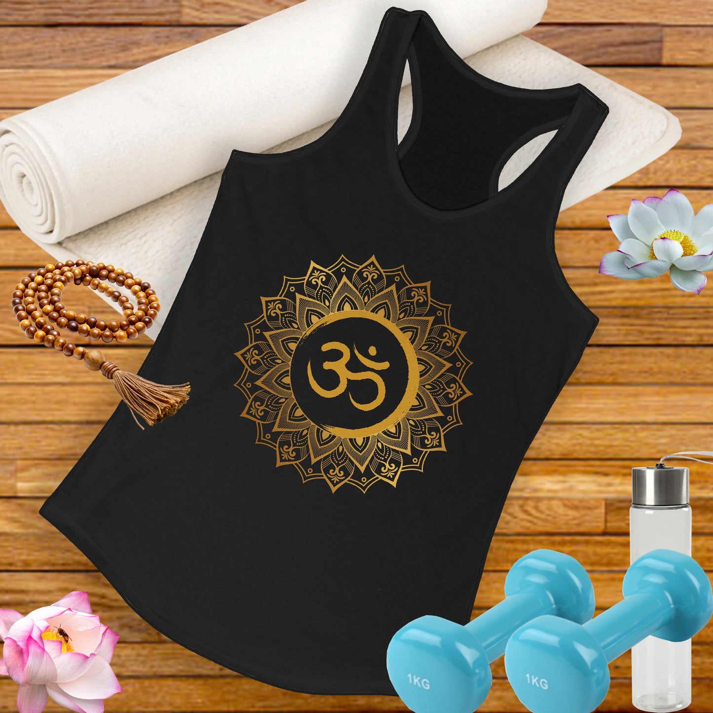 Golden "OM" Mandala - Women’s Racerback Tank Top - Radiate Balance & Inner Peace
