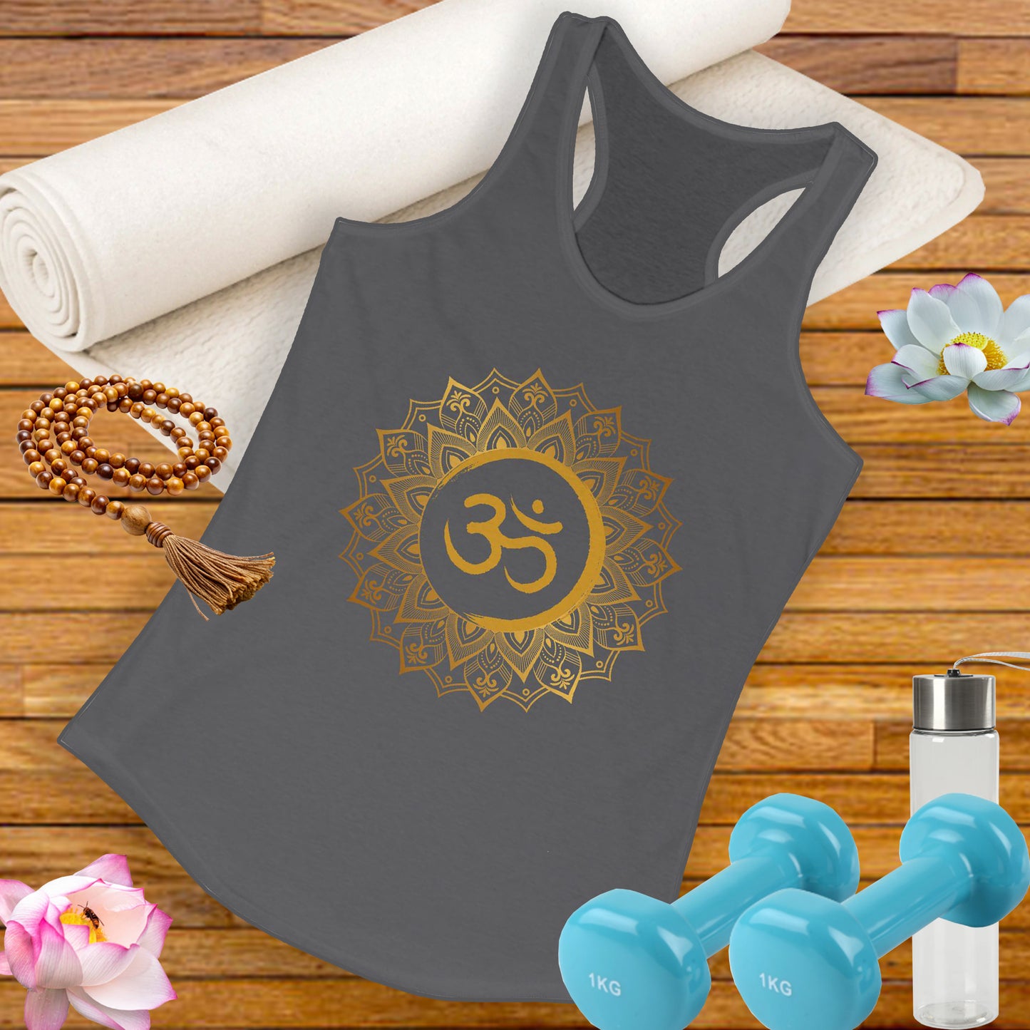 Golden "OM" Mandala - Women’s Racerback Tank Top - Radiate Balance & Inner Peace
