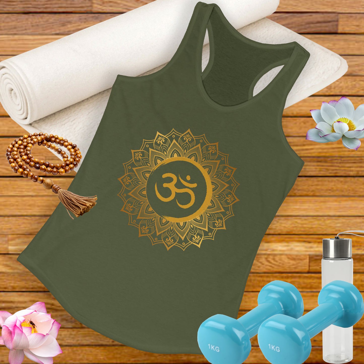 Golden "OM" Mandala - Women’s Racerback Tank Top - Radiate Balance & Inner Peace