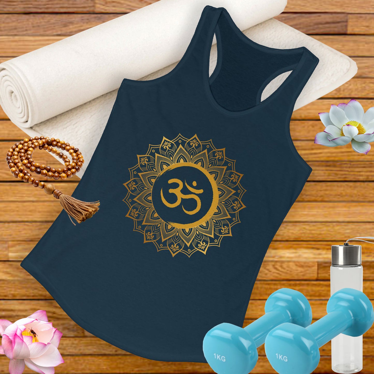 Golden "OM" Mandala - Women’s Racerback Tank Top - Radiate Balance & Inner Peace