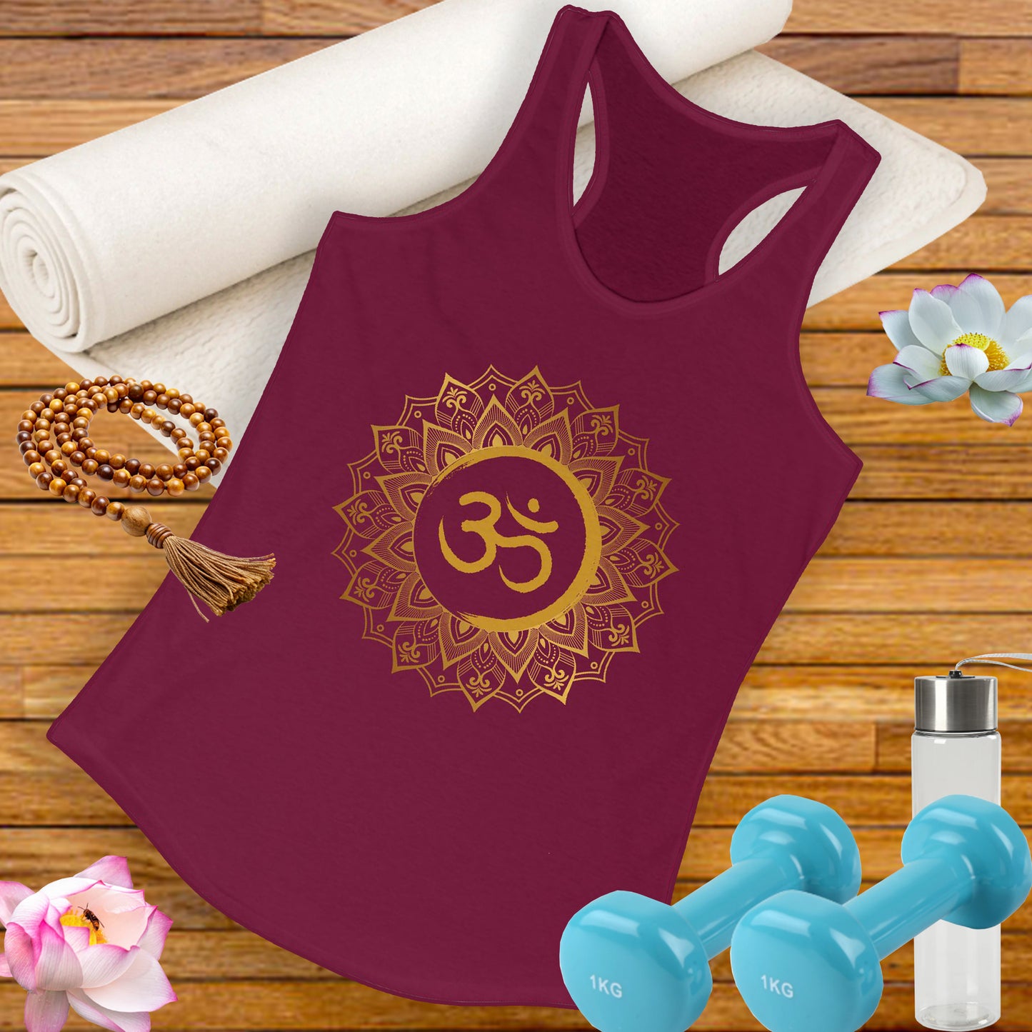 Golden "OM" Mandala - Women’s Racerback Tank Top - Radiate Balance & Inner Peace