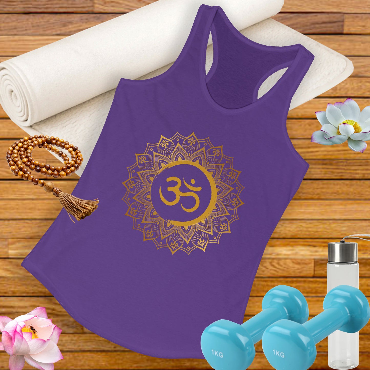 Golden "OM" Mandala - Women’s Racerback Tank Top - Radiate Balance & Inner Peace