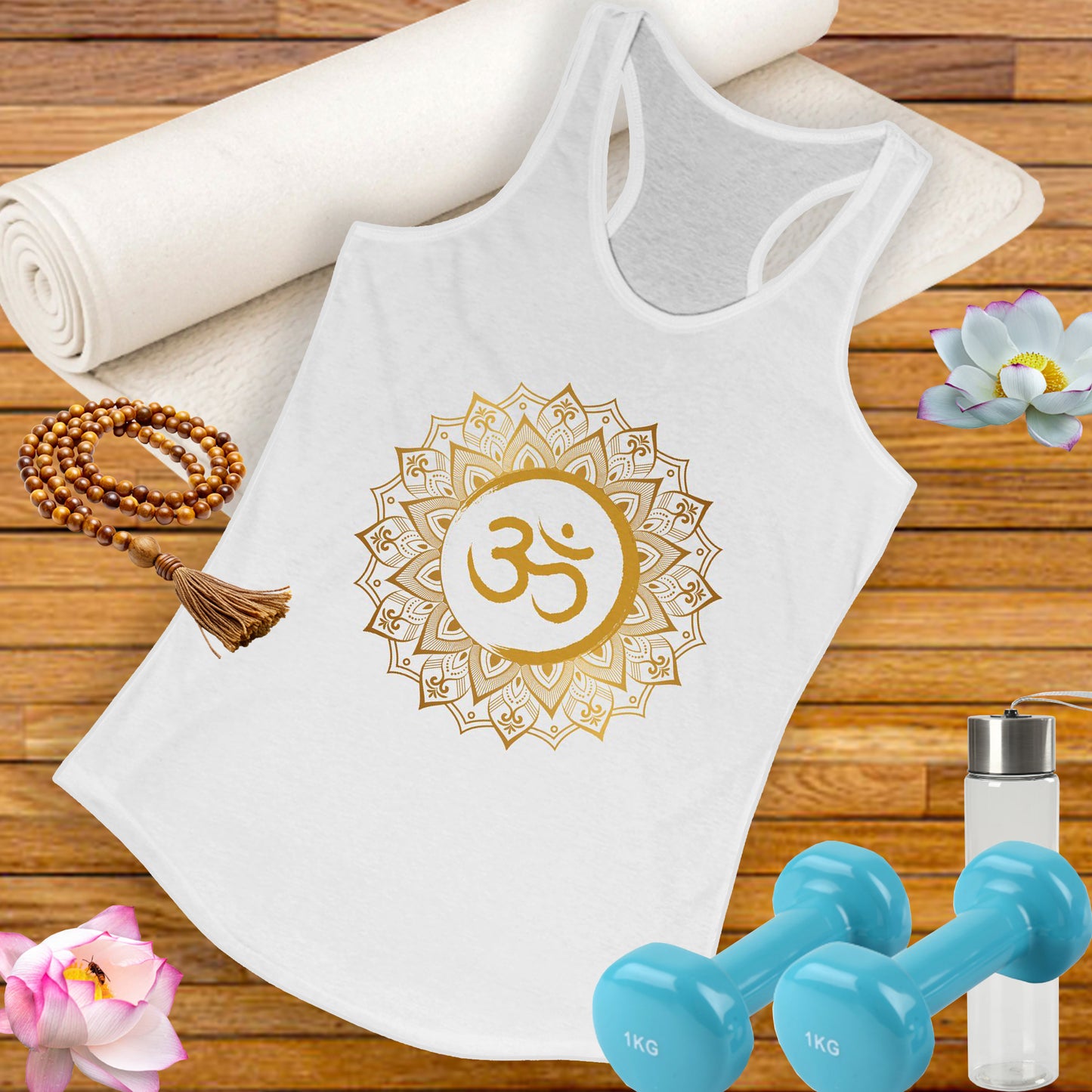 Golden "OM" Mandala - Women’s Racerback Tank Top - Radiate Balance & Inner Peace