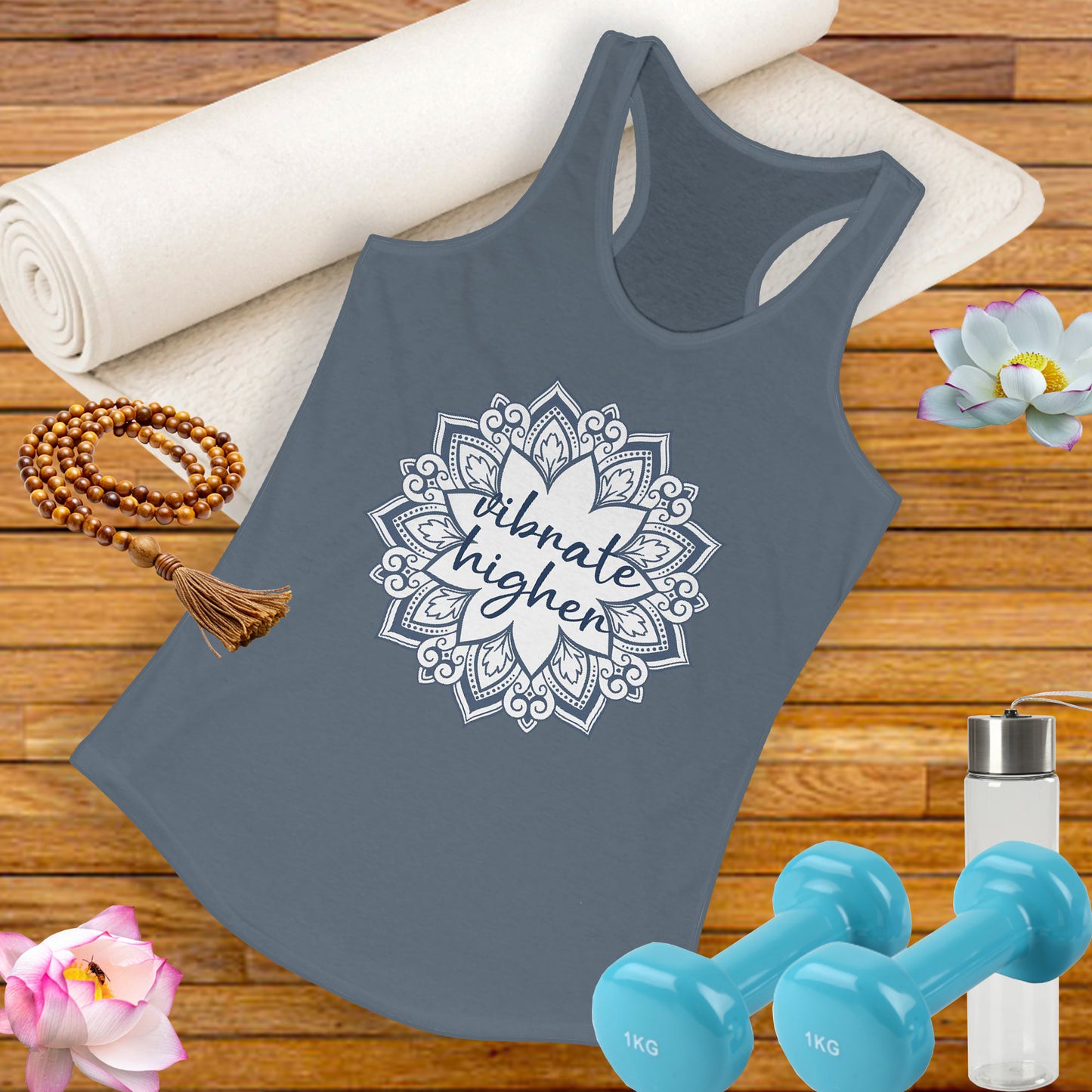 "Vibrate Higher" - Mandala Energy for Elevated Living - Vibrant Women's Racerback Tank