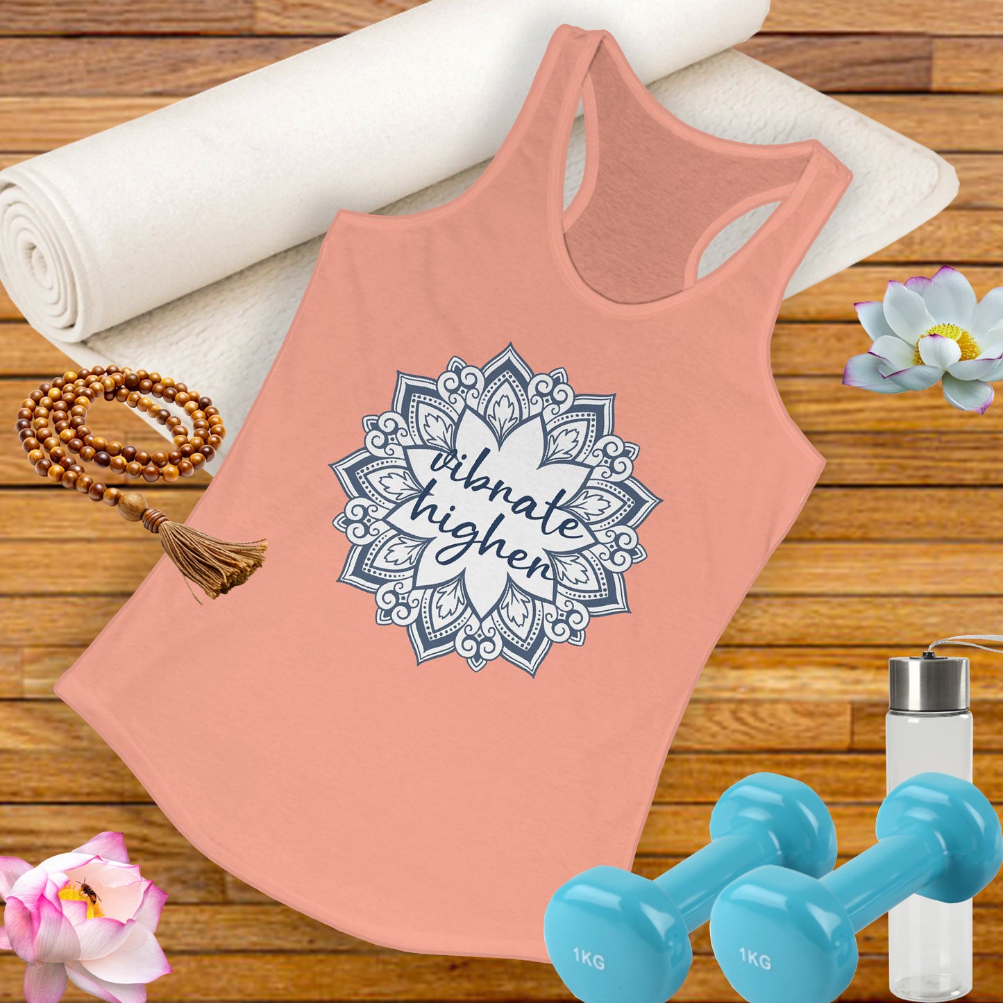 "Vibrate Higher" - Mandala Energy for Elevated Living - Vibrant Women's Racerback Tank