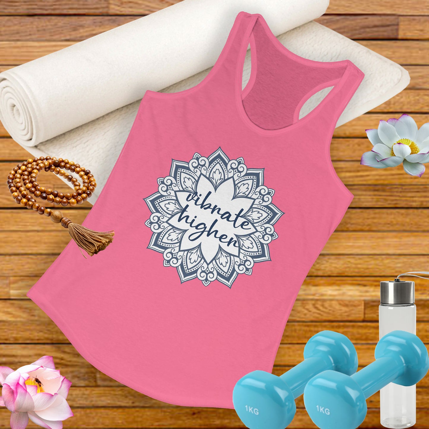 "Vibrate Higher" - Mandala Energy for Elevated Living - Vibrant Women's Racerback Tank