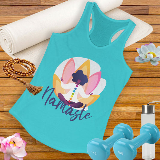 Embrace Your Inner Peace - "Namaste" Yoga Women's Racerback Tank Top - Inspirational Activewear for Mindfulness and Relaxation