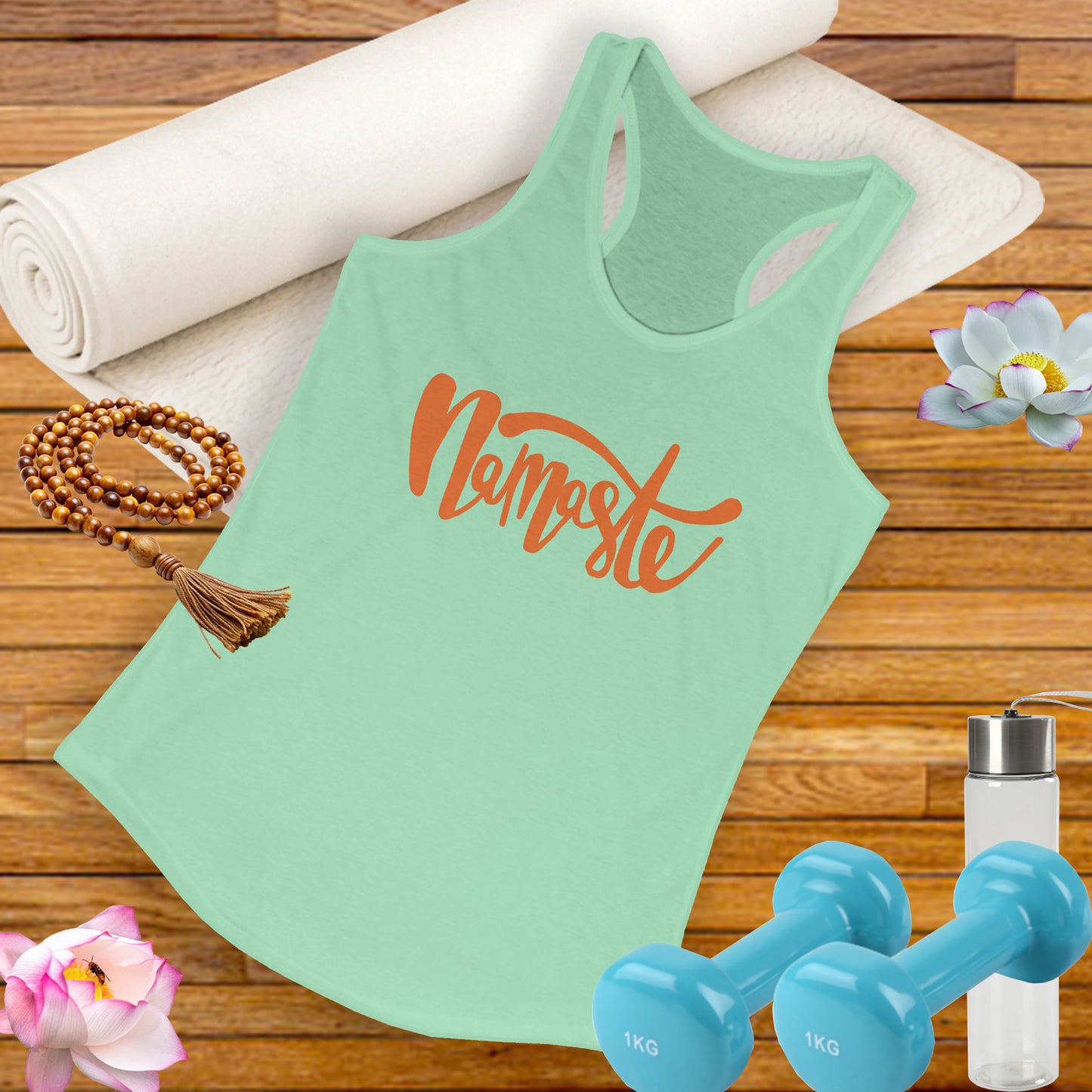 "Namaste" - Women's Racerback Tank Top - Flow in Style and Peace