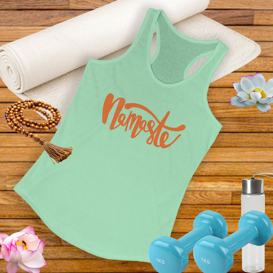 "Namaste" - Women's Racerback Tank Top - Flow in Style and Peace