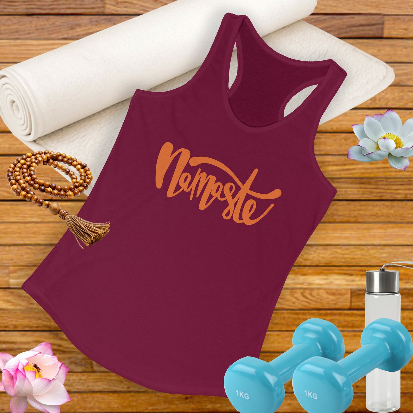 "Namaste" - Women's Racerback Tank Top - Flow in Style and Peace