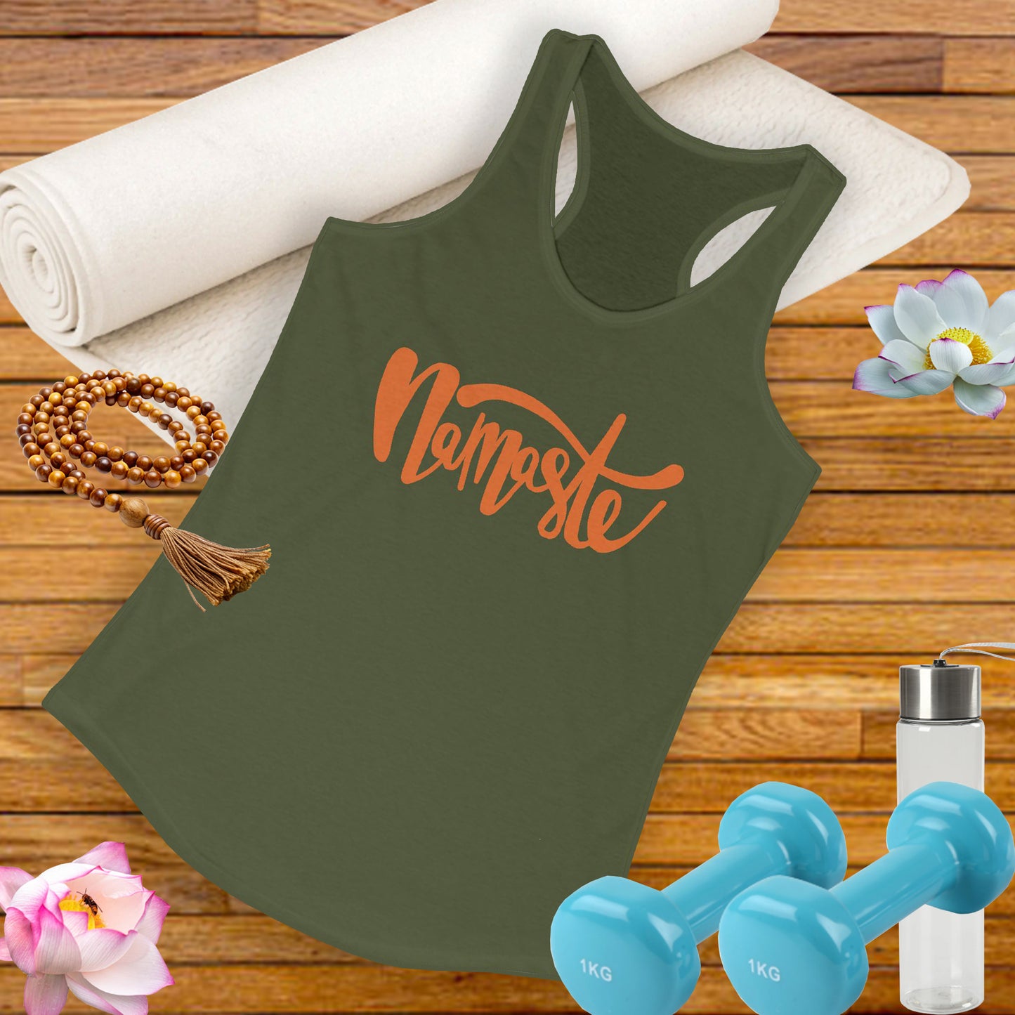 "Namaste" - Women's Racerback Tank Top - Flow in Style and Peace
