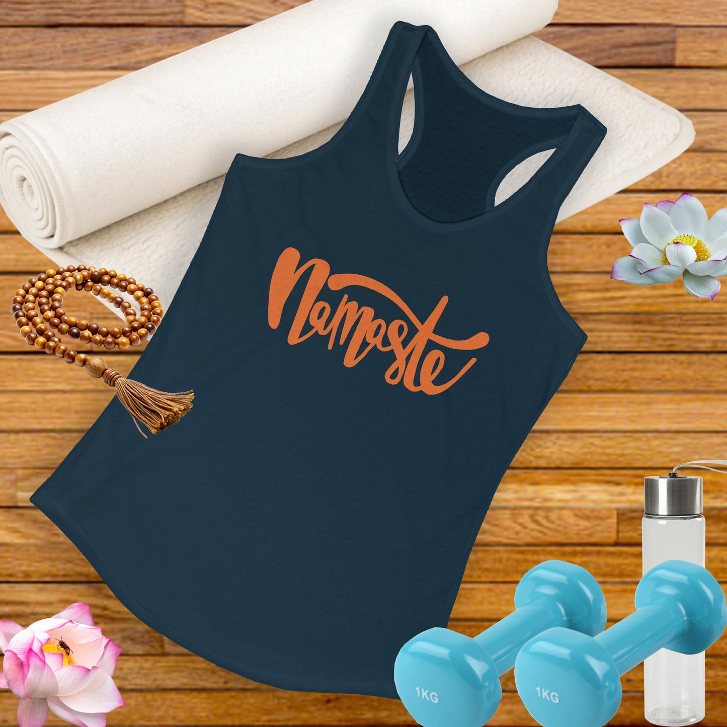 "Namaste" - Women's Racerback Tank Top - Flow in Style and Peace