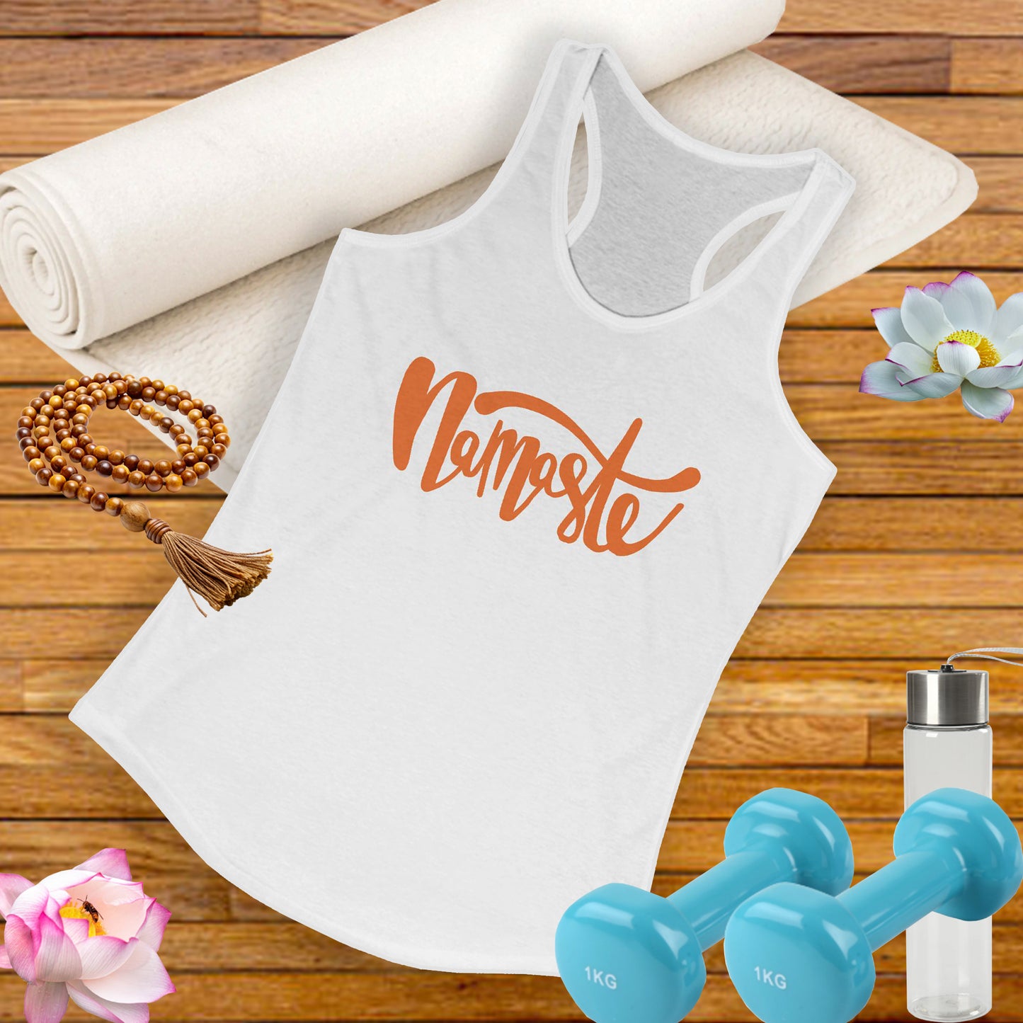 "Namaste" - Women's Racerback Tank Top - Flow in Style and Peace