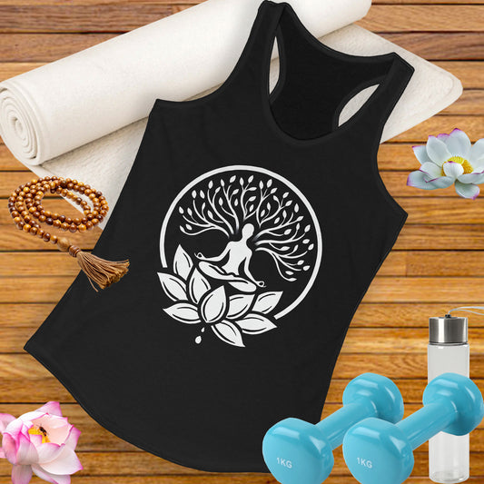 "Rooted in Stillness, Rising in Light" - Women's Racerback Tank
