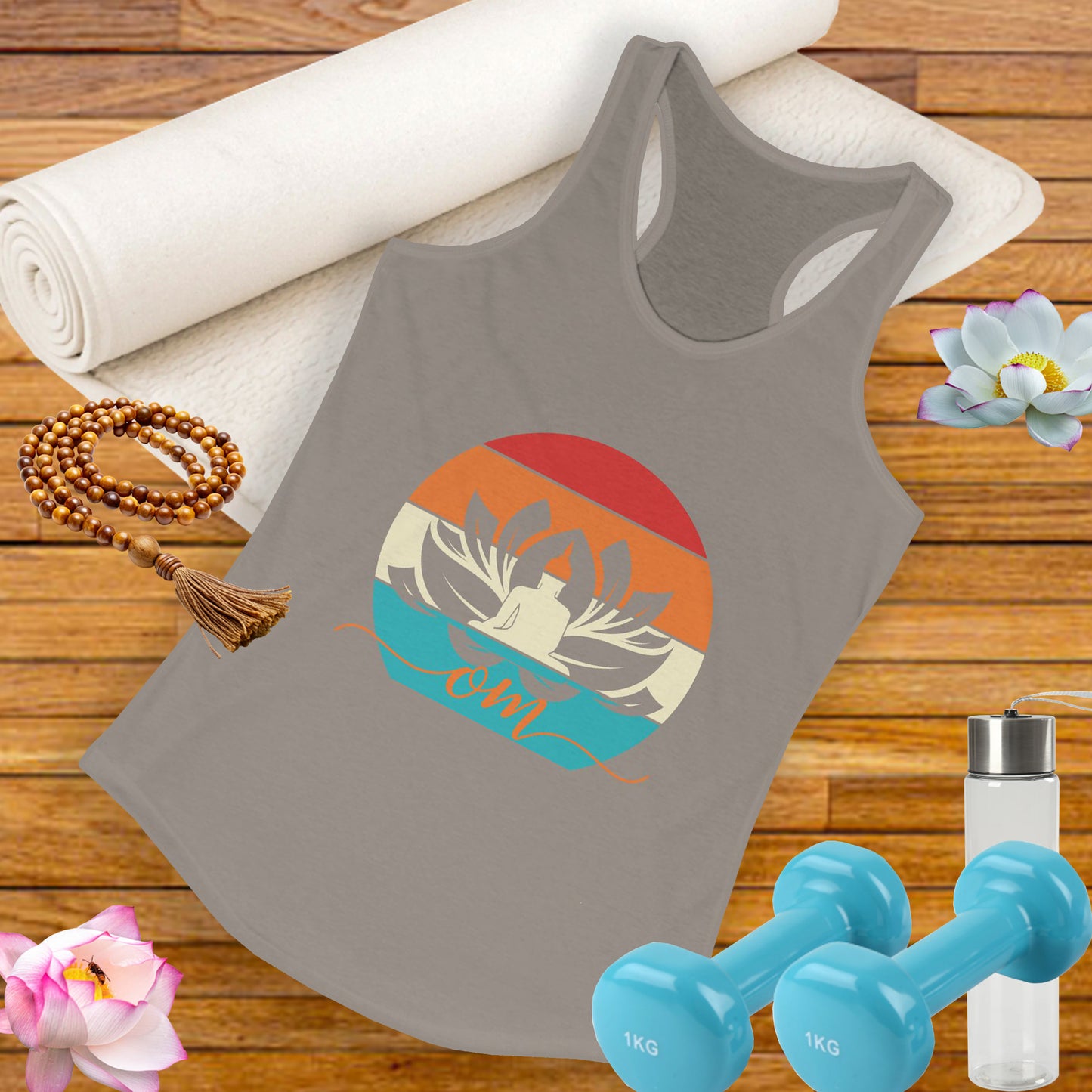 Awakened Grace - Buddha, Lotus & Om Racerback Tank - Yoga Inspired Women's Top