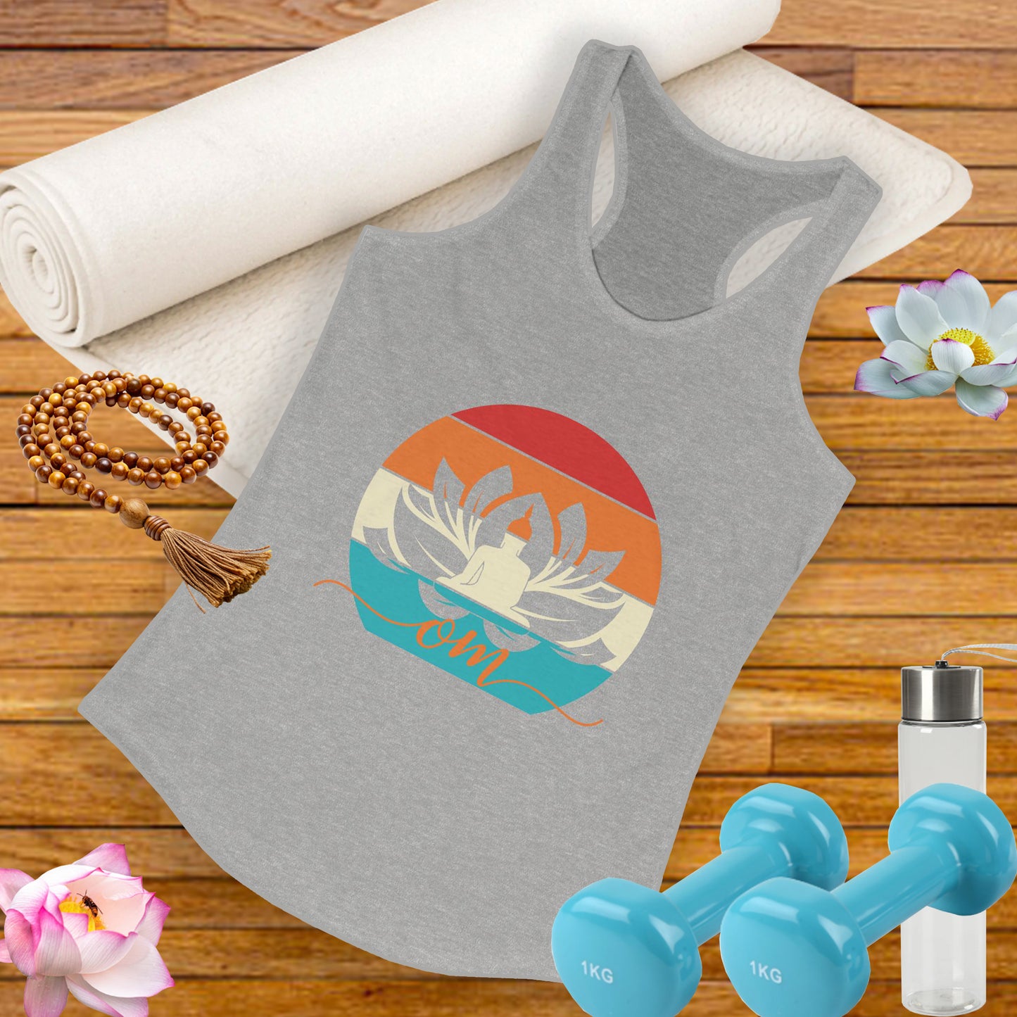 Awakened Grace - Buddha, Lotus & Om Racerback Tank - Yoga Inspired Women's Top