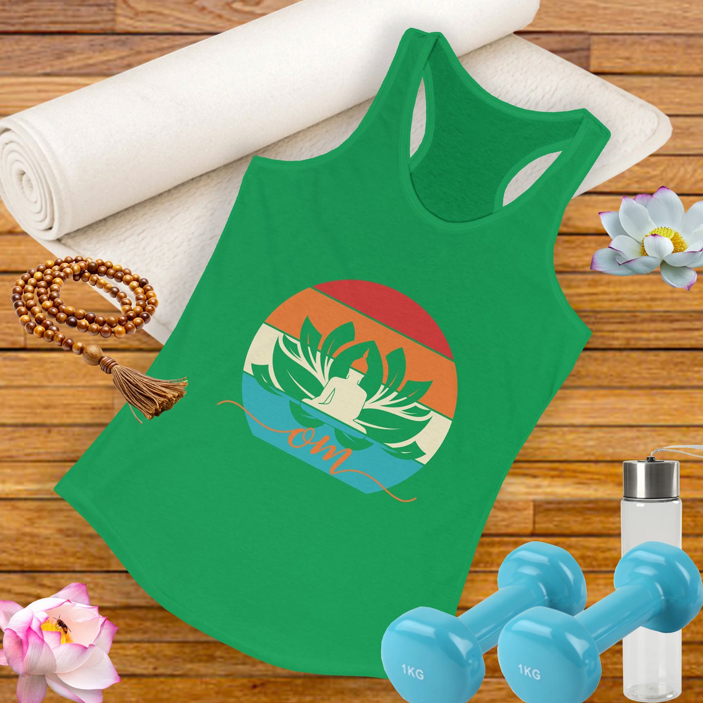 Awakened Grace - Buddha, Lotus & Om Racerback Tank - Yoga Inspired Women's Top