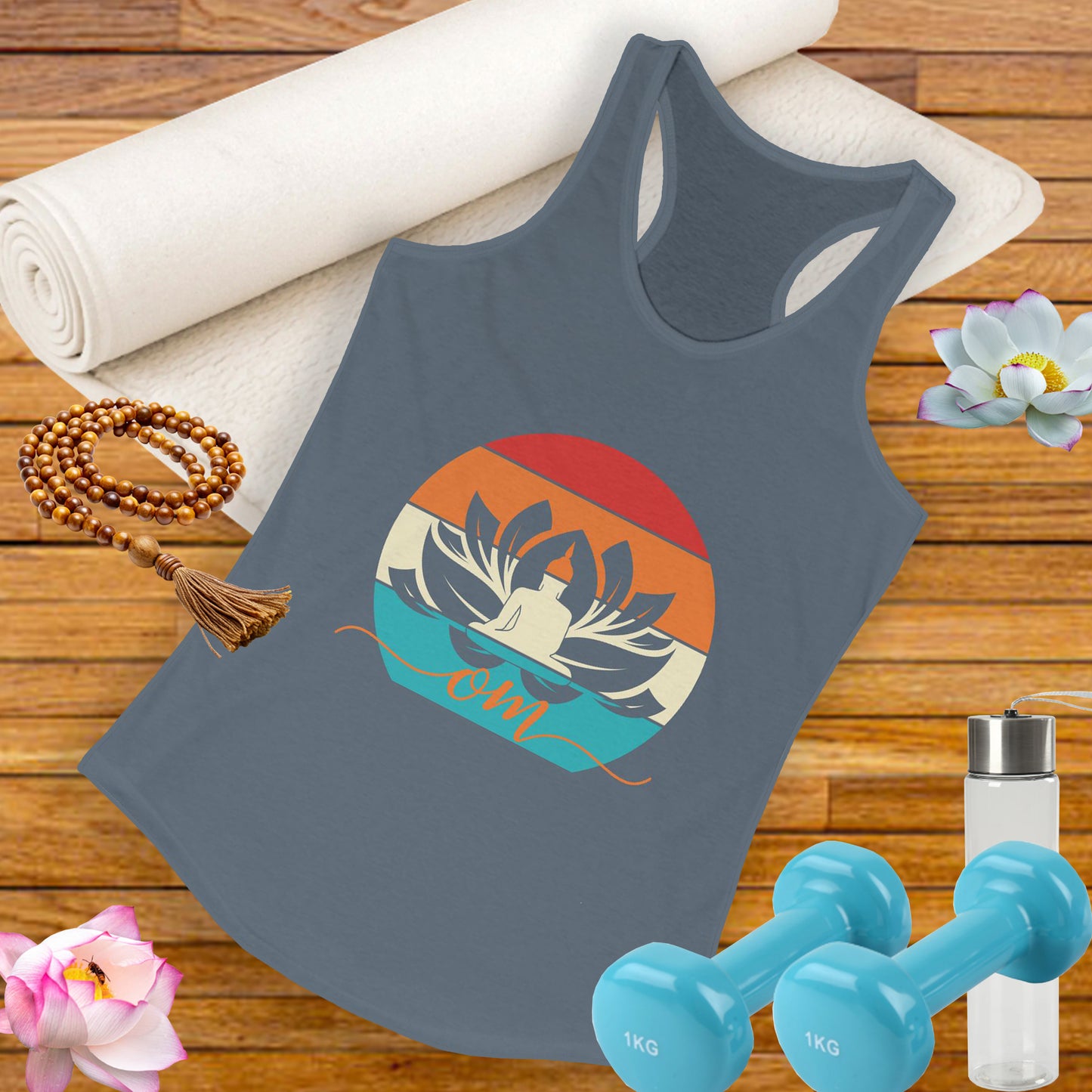 Awakened Grace - Buddha, Lotus & Om Racerback Tank - Yoga Inspired Women's Top