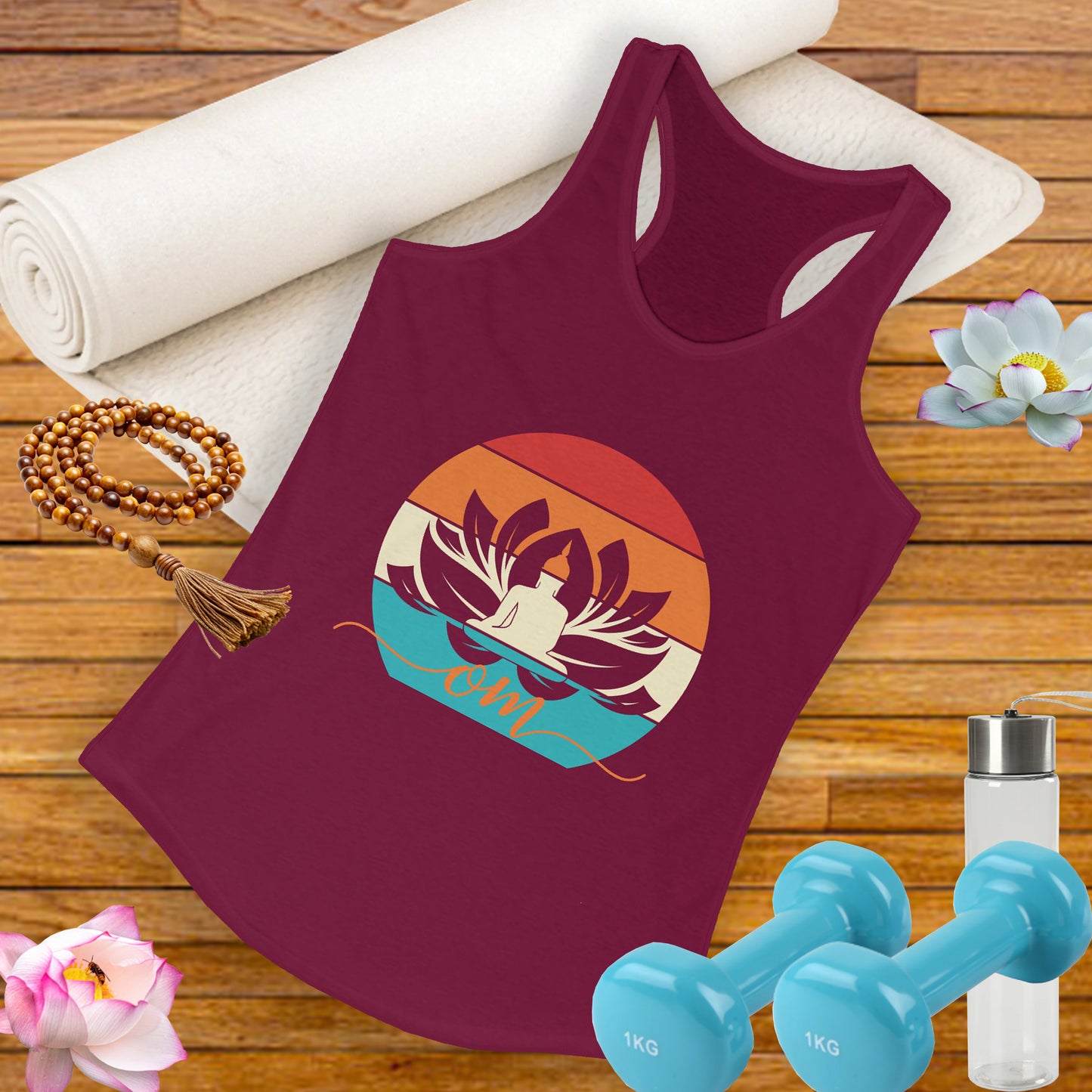Awakened Grace - Buddha, Lotus & Om Racerback Tank - Yoga Inspired Women's Top