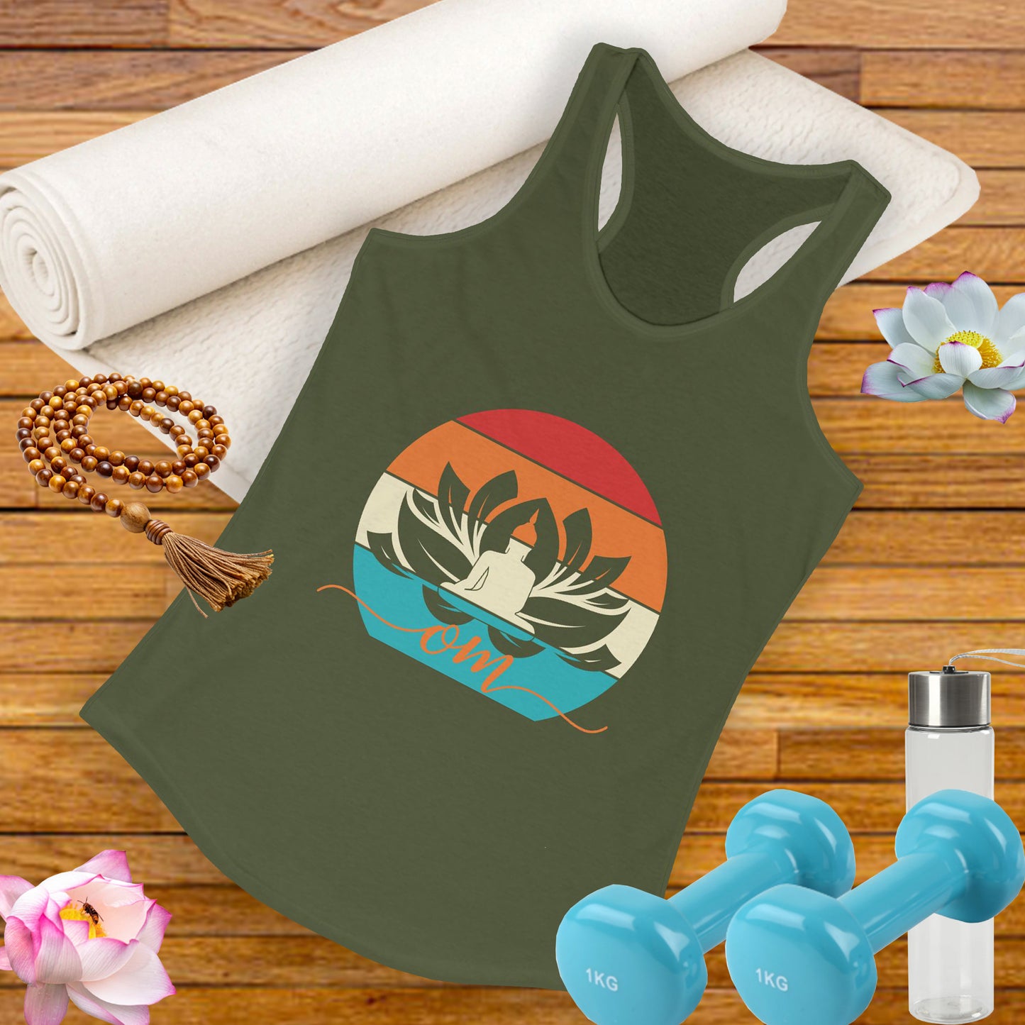 Awakened Grace - Buddha, Lotus & Om Racerback Tank - Yoga Inspired Women's Top