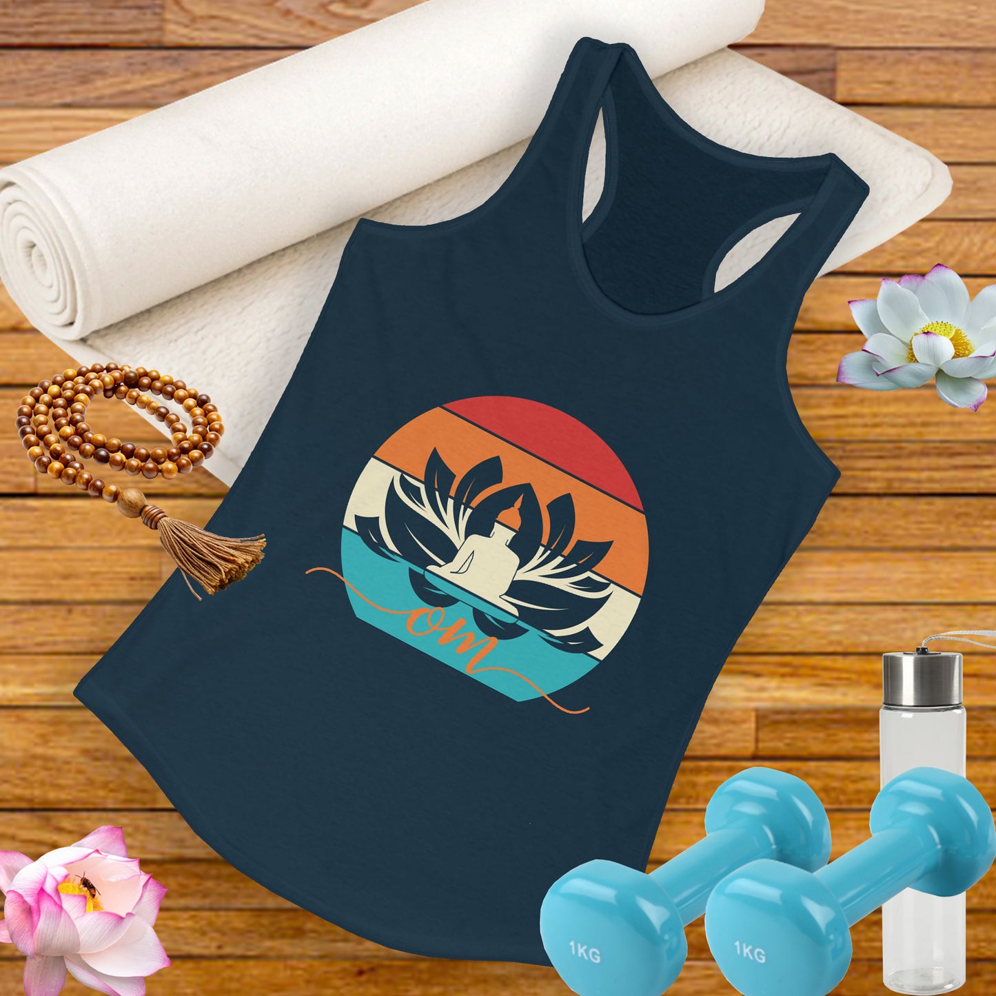 Awakened Grace - Buddha, Lotus & Om Racerback Tank - Yoga Inspired Women's Top