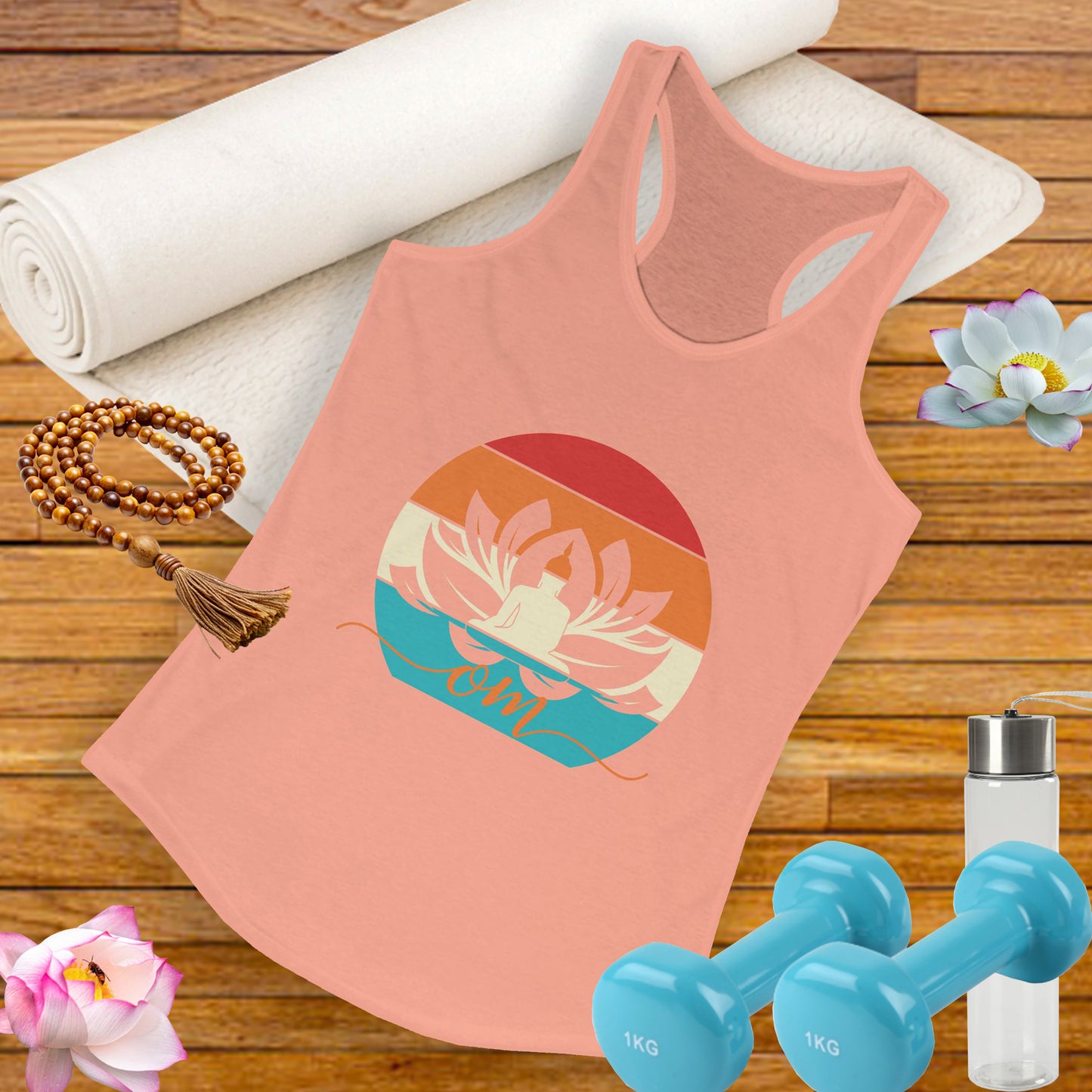 Awakened Grace - Buddha, Lotus & Om Racerback Tank - Yoga Inspired Women's Top