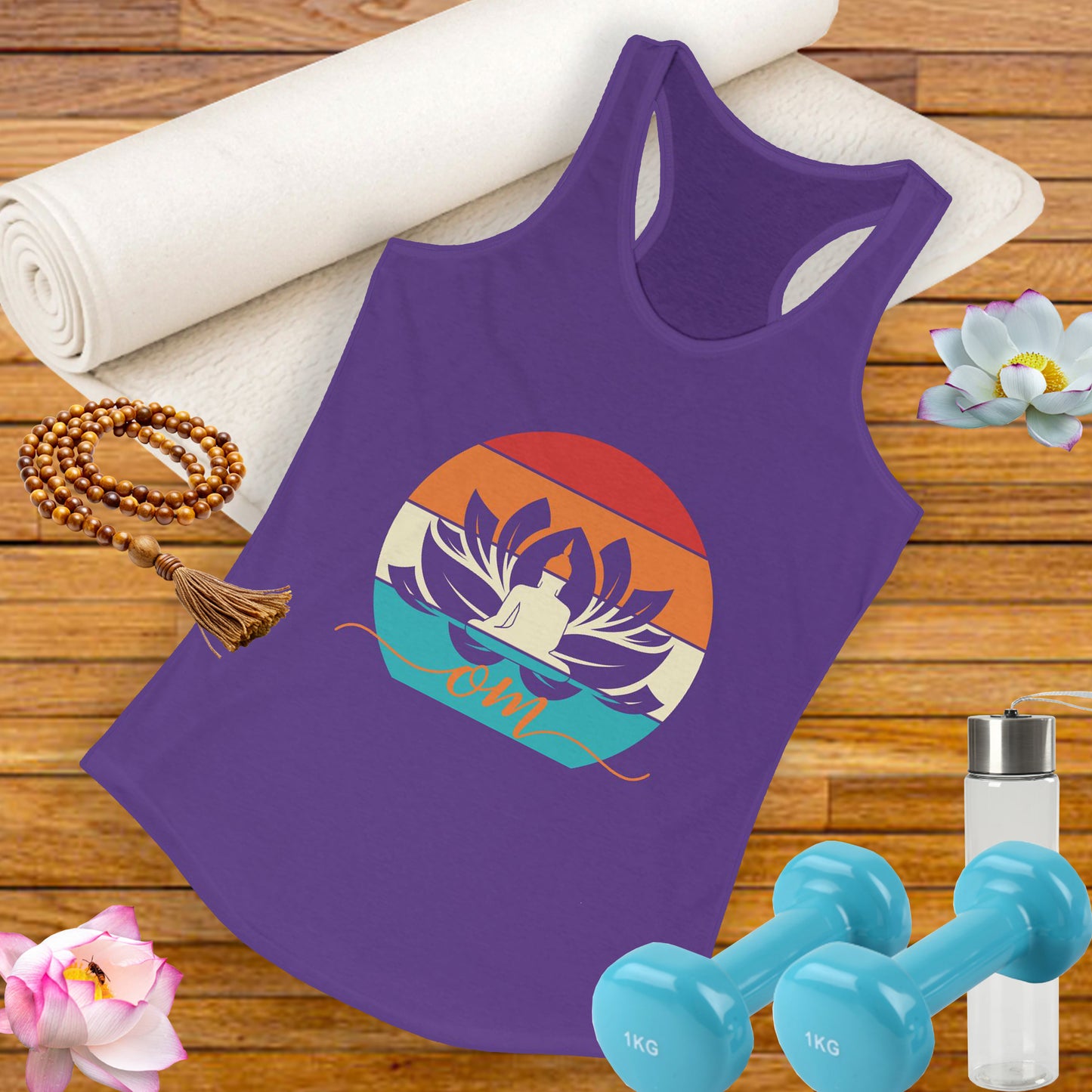 Awakened Grace - Buddha, Lotus & Om Racerback Tank - Yoga Inspired Women's Top