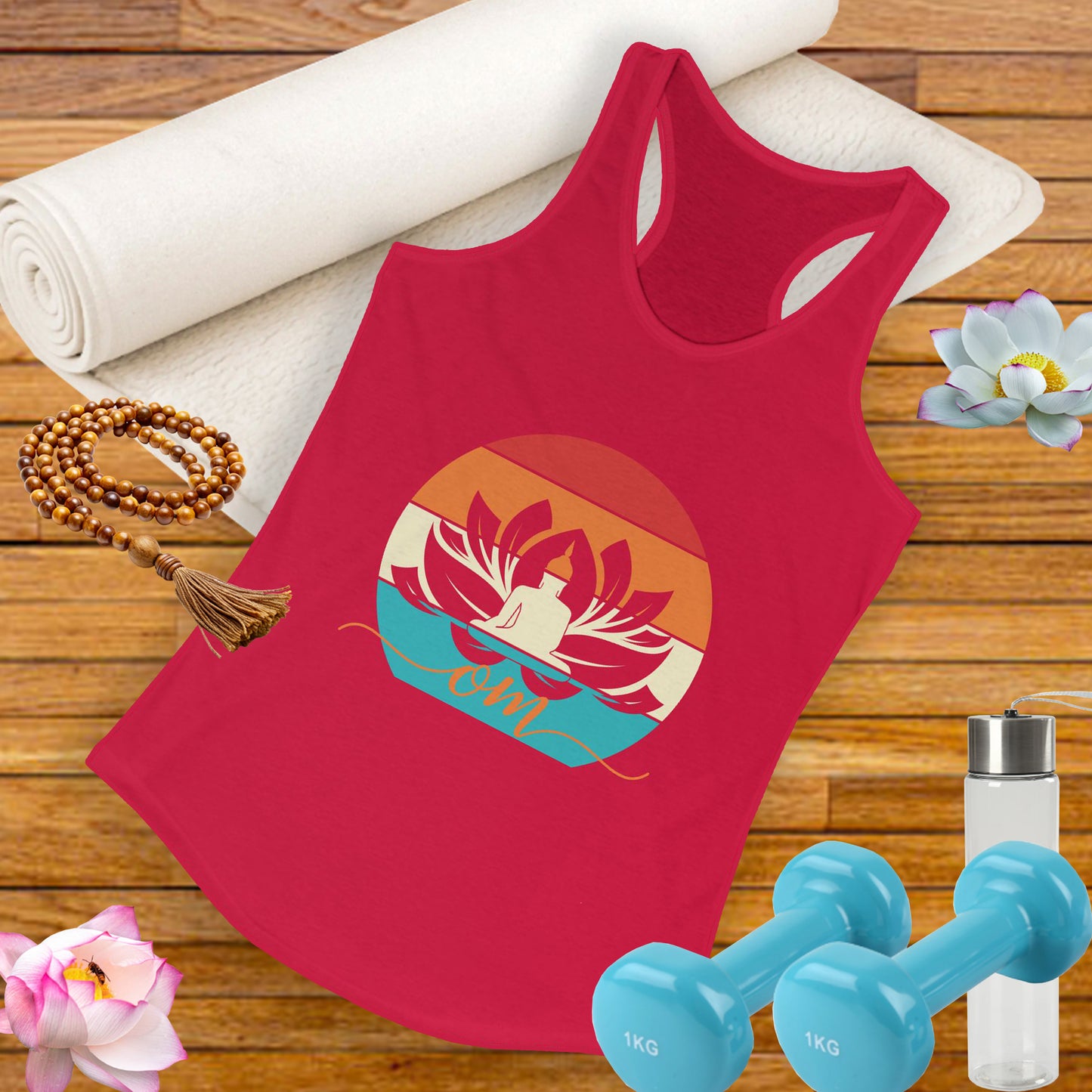 Awakened Grace - Buddha, Lotus & Om Racerback Tank - Yoga Inspired Women's Top