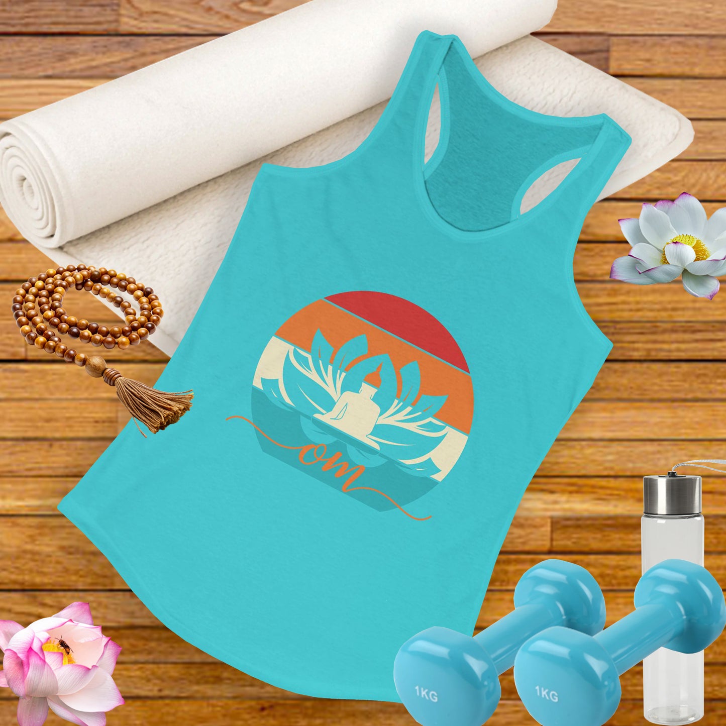 Awakened Grace - Buddha, Lotus & Om Racerback Tank - Yoga Inspired Women's Top