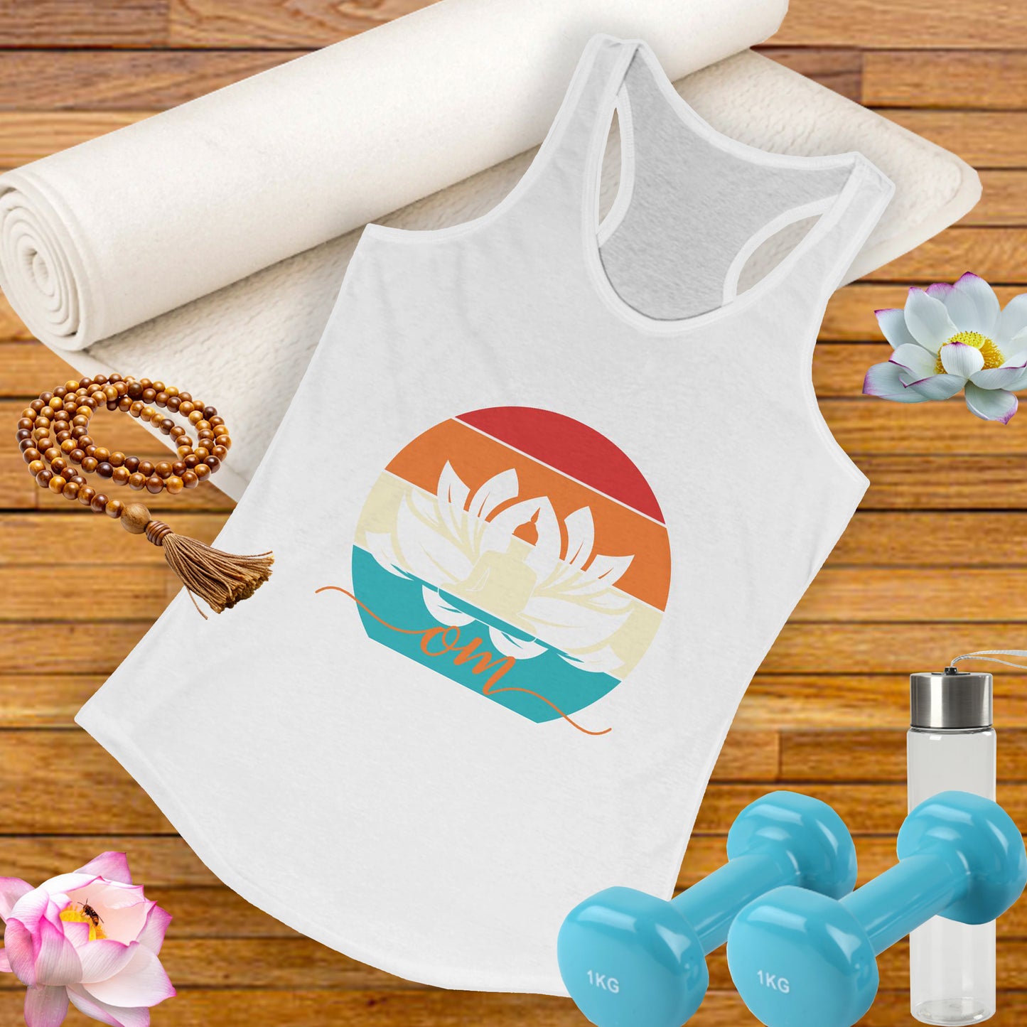 Awakened Grace - Buddha, Lotus & Om Racerback Tank - Yoga Inspired Women's Top