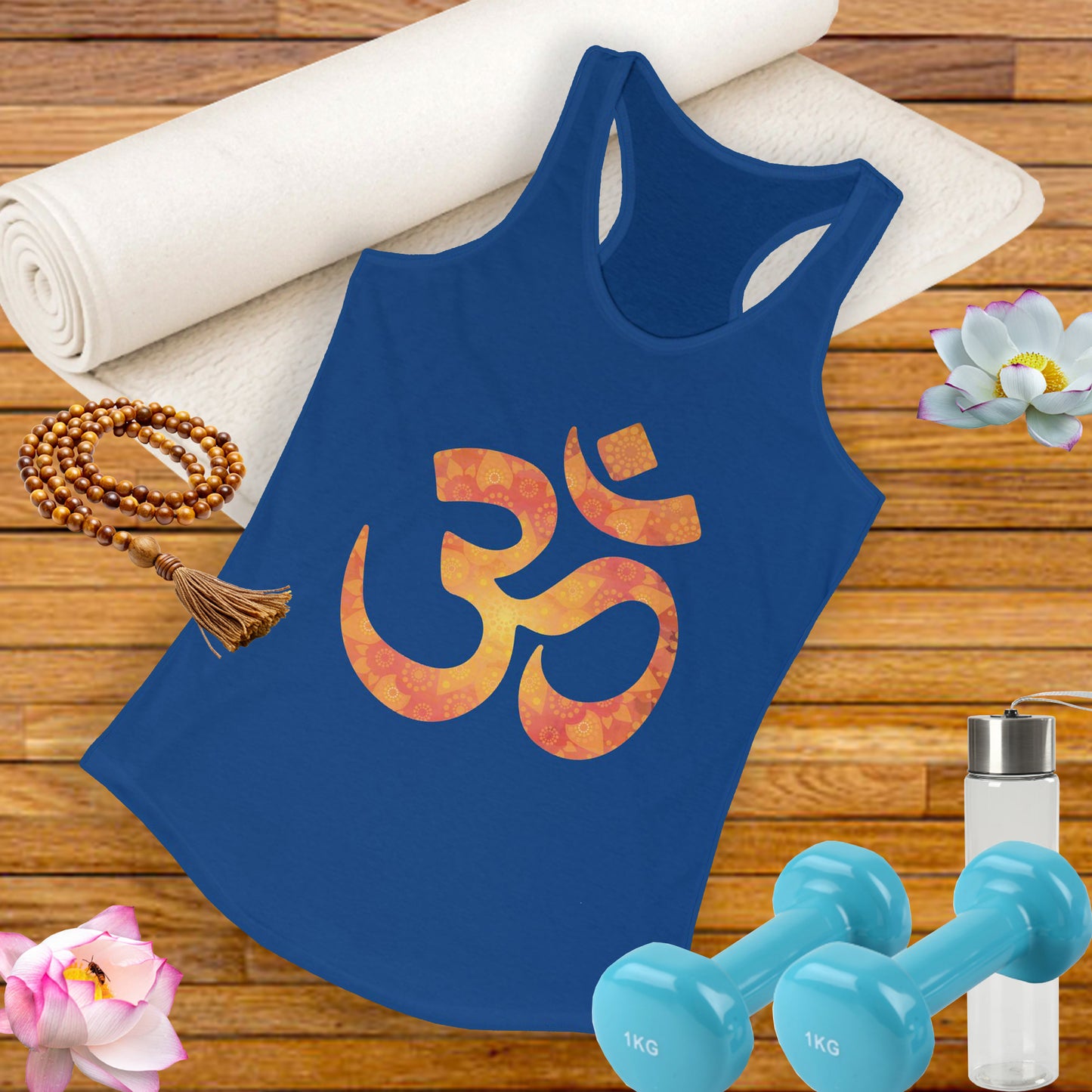 Sacred Vibes Racerback Tank – Orange OM Mandala Energy