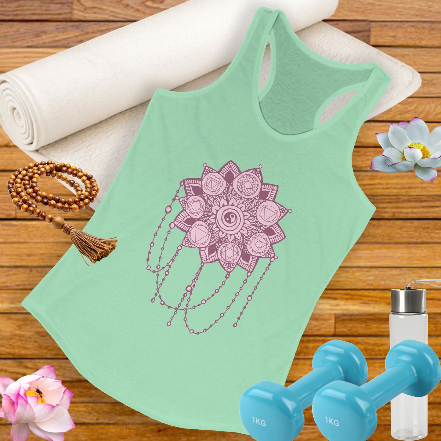 “Sacred Balance” - Mandala & Yin Yang Jewel Strings Racerback Tank