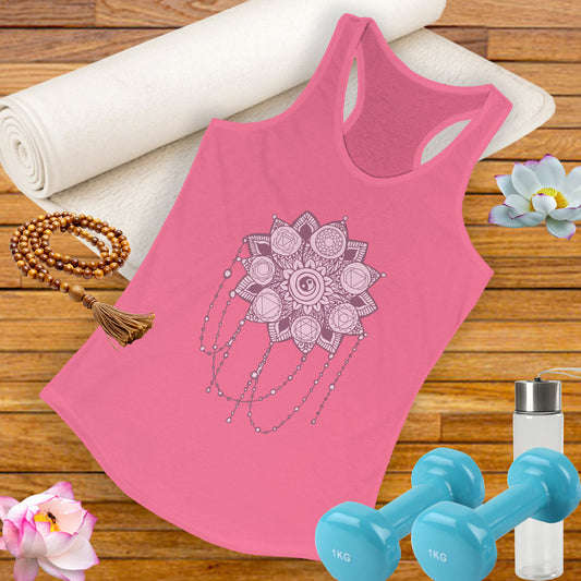 “Sacred Balance” - Mandala & Yin Yang Jewel Strings Racerback Tank