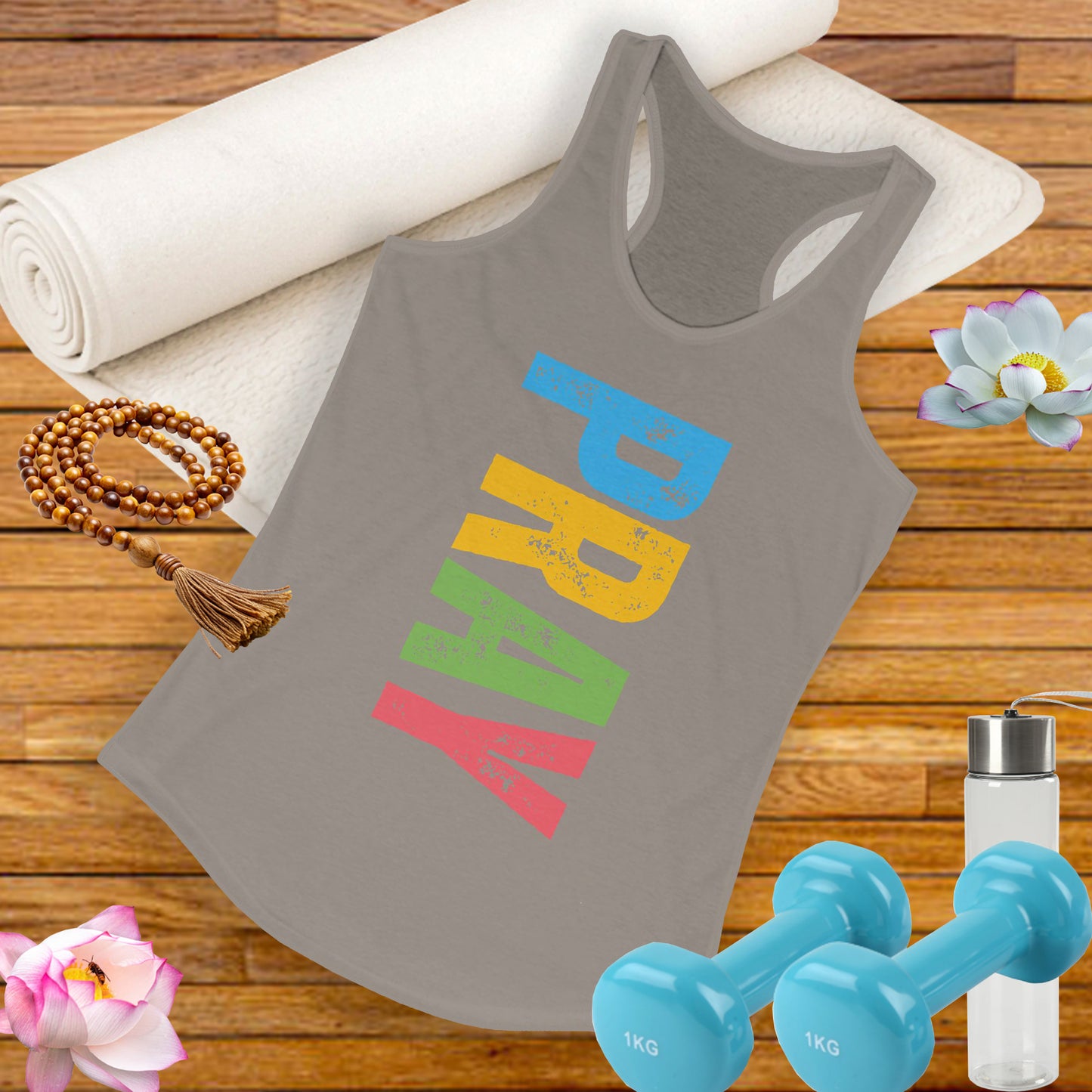 PRAY Bold Graphic Racerback Tank – Empowering, Faith-Inspired Women’s Activewear