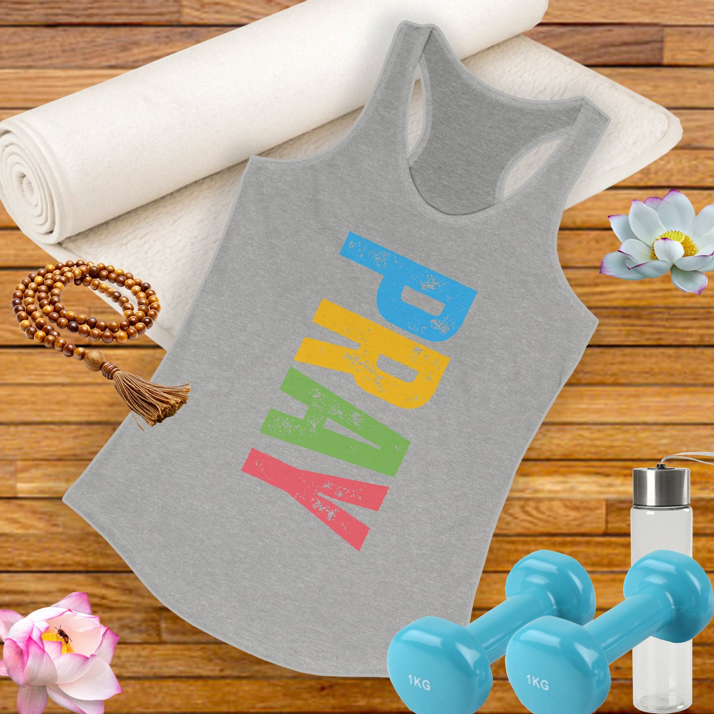 PRAY Bold Graphic Racerback Tank – Empowering, Faith-Inspired Women’s Activewear