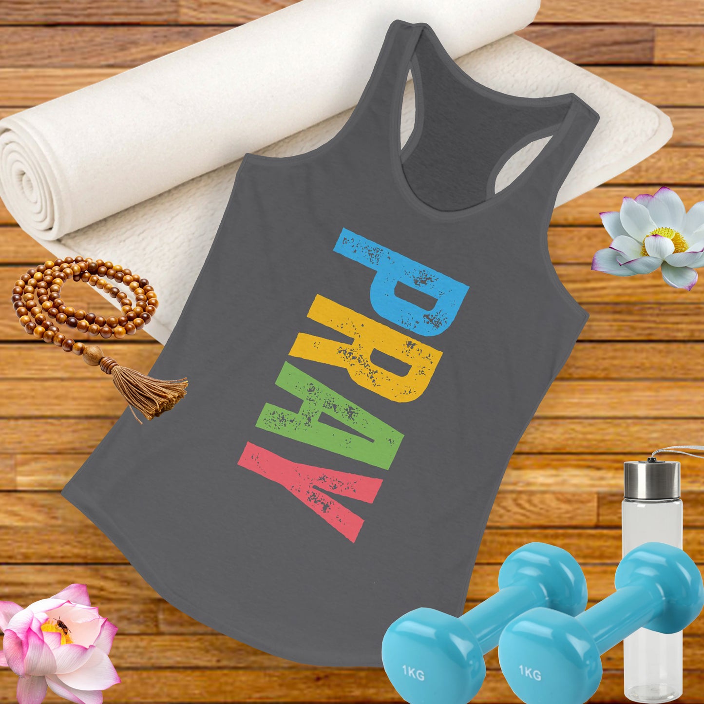 PRAY Bold Graphic Racerback Tank – Empowering, Faith-Inspired Women’s Activewear